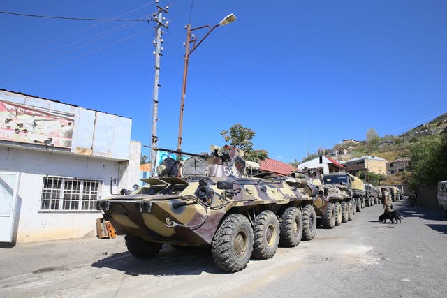 <p>Azerbaijan’s army stationed in the city of Lachin on 1 September 2022</p>