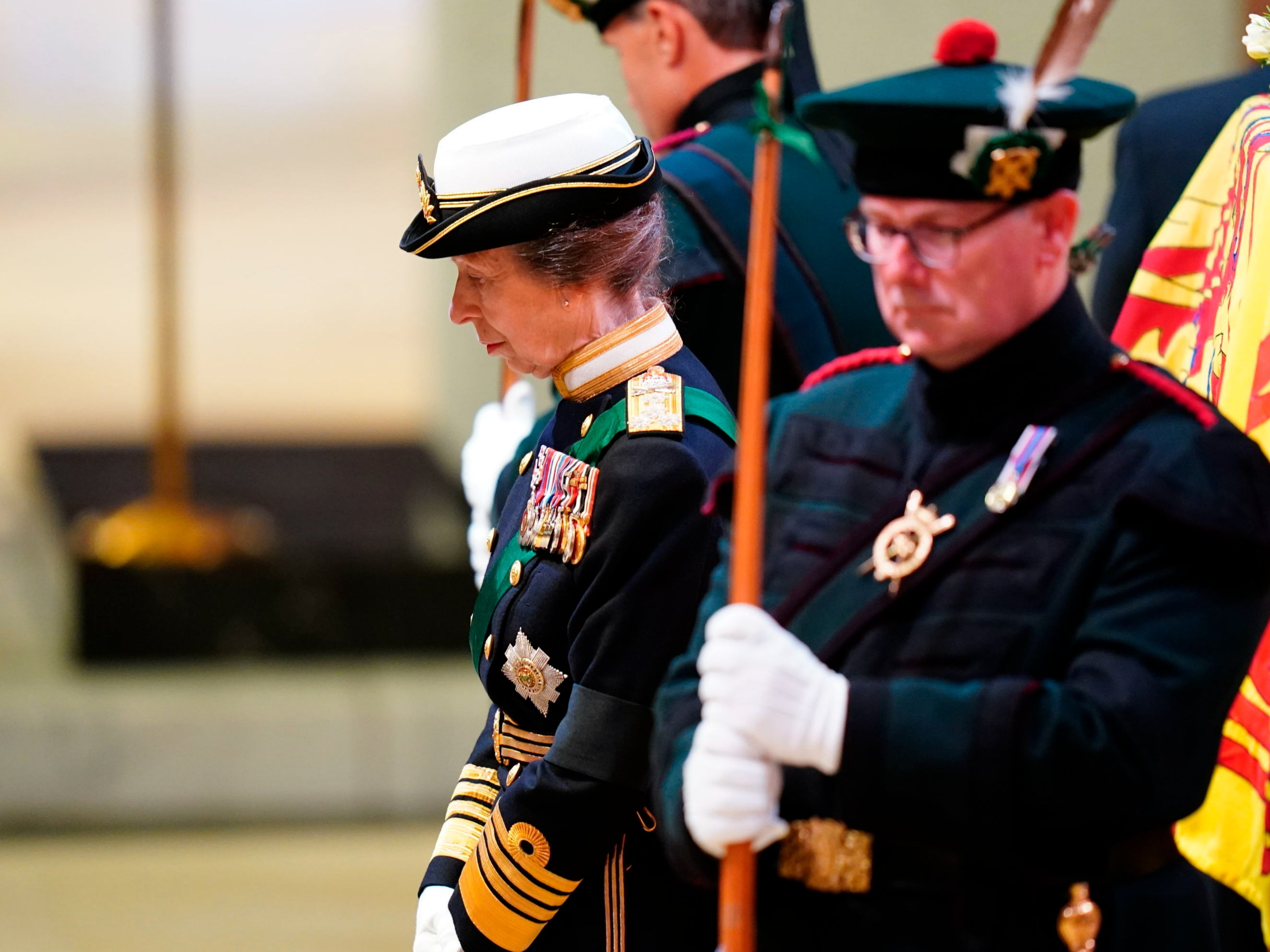 Princess Anne became the first woman to hold vigil for the late monarch