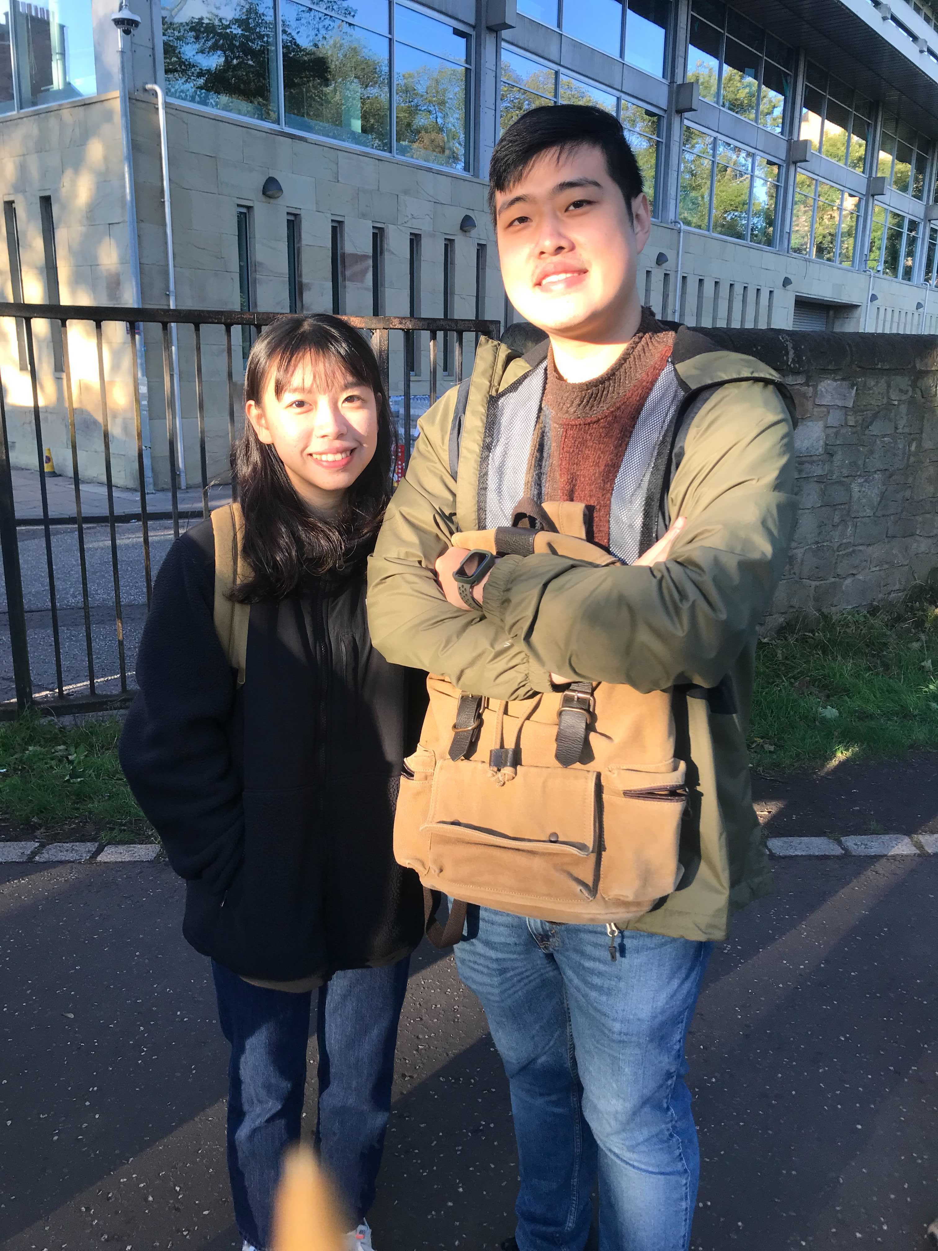 Wei Hsien, 24, and Chien Tseng, 23, were out early to join the long queue into the cathedral.