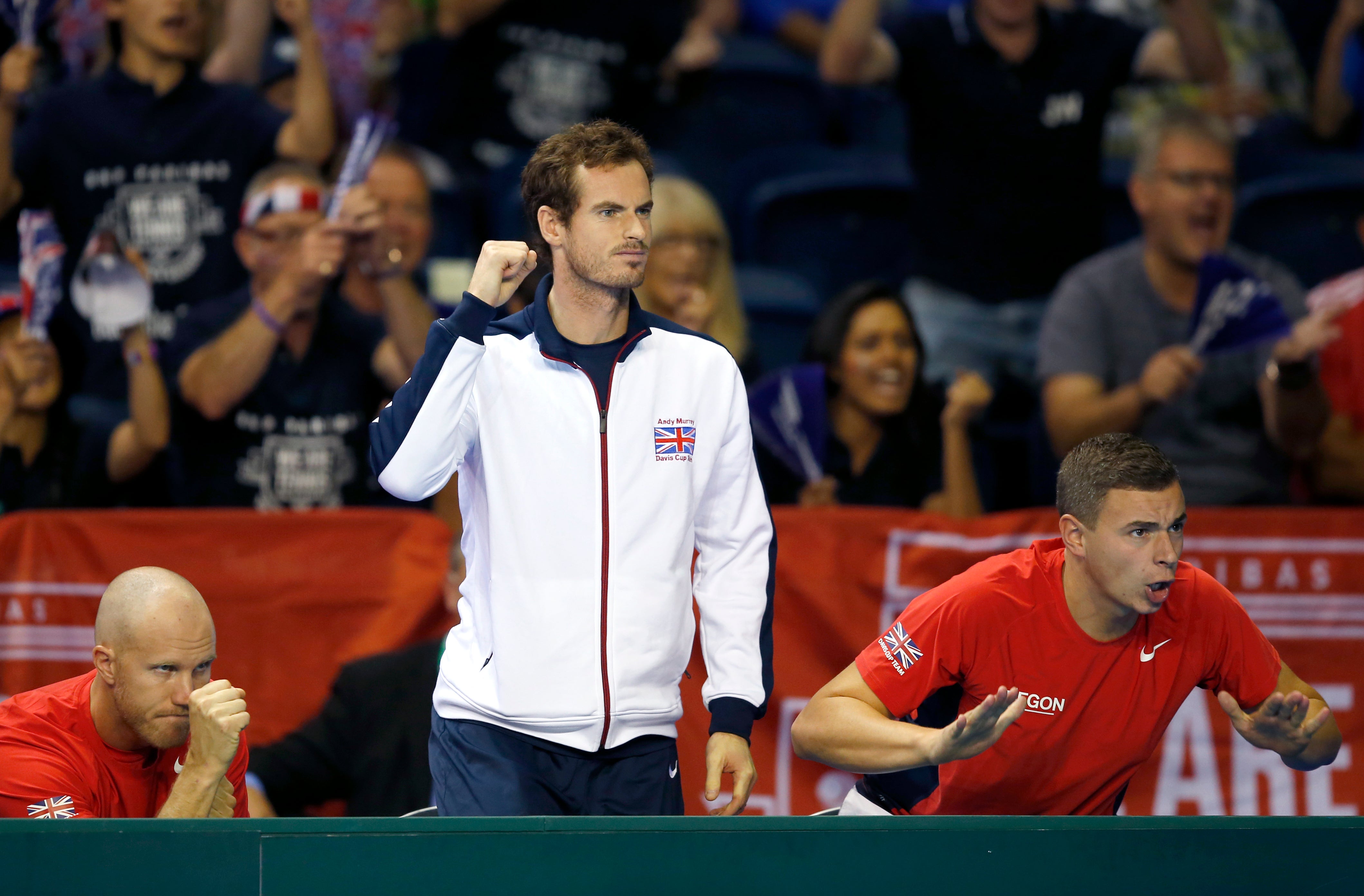 Andy Murray (centre) will be back in Davis Cup action for the first time since 2019 (Jane Barlow/PA)