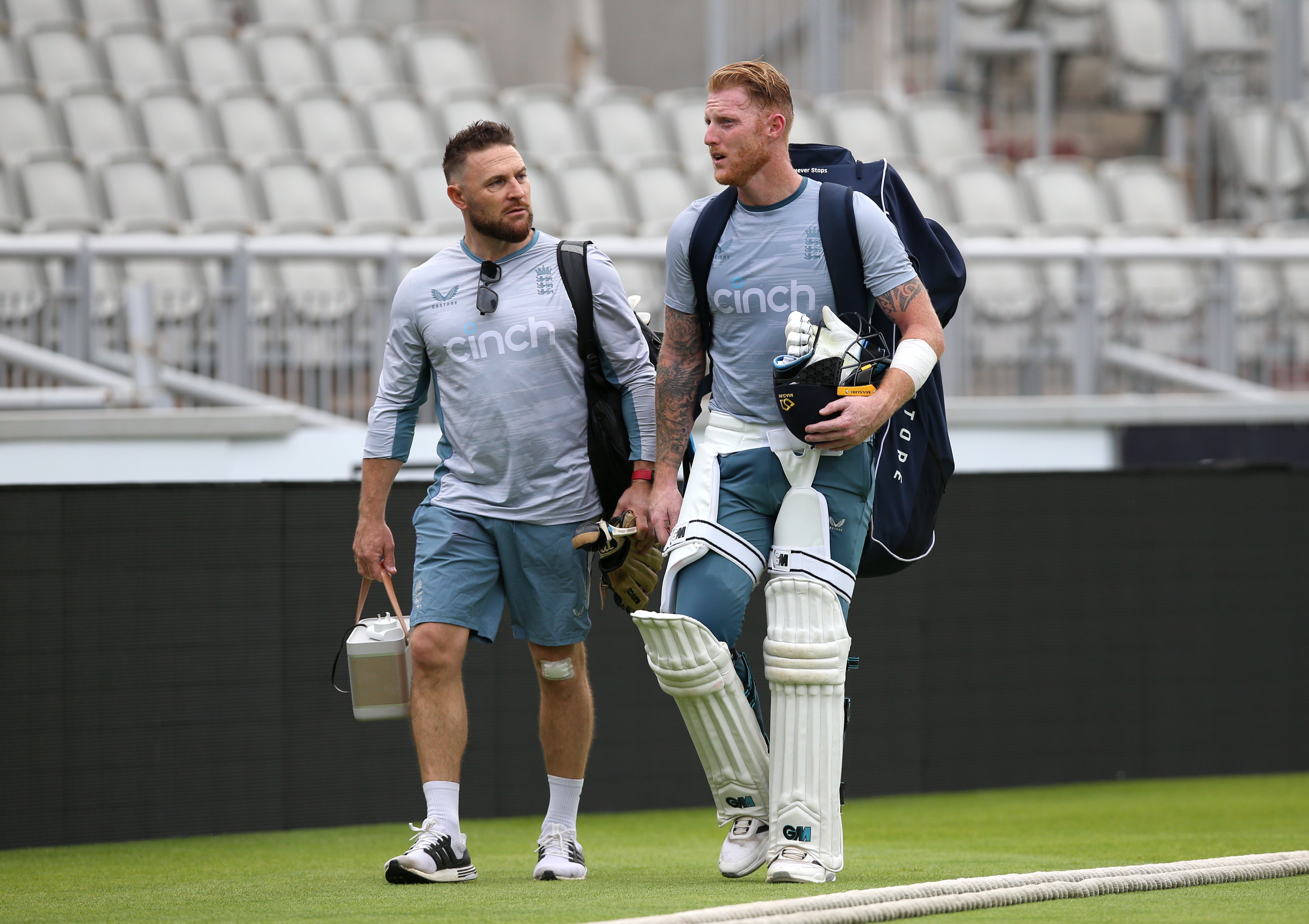 Brendon McCullum, left, has been impressed by Ben Stokes’ captaincy (Nigel French/PA)