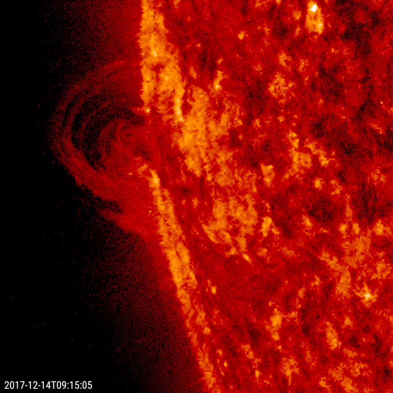 A solar prominence as seen by Nasa’s Solar Dynamics Observatory in 2017