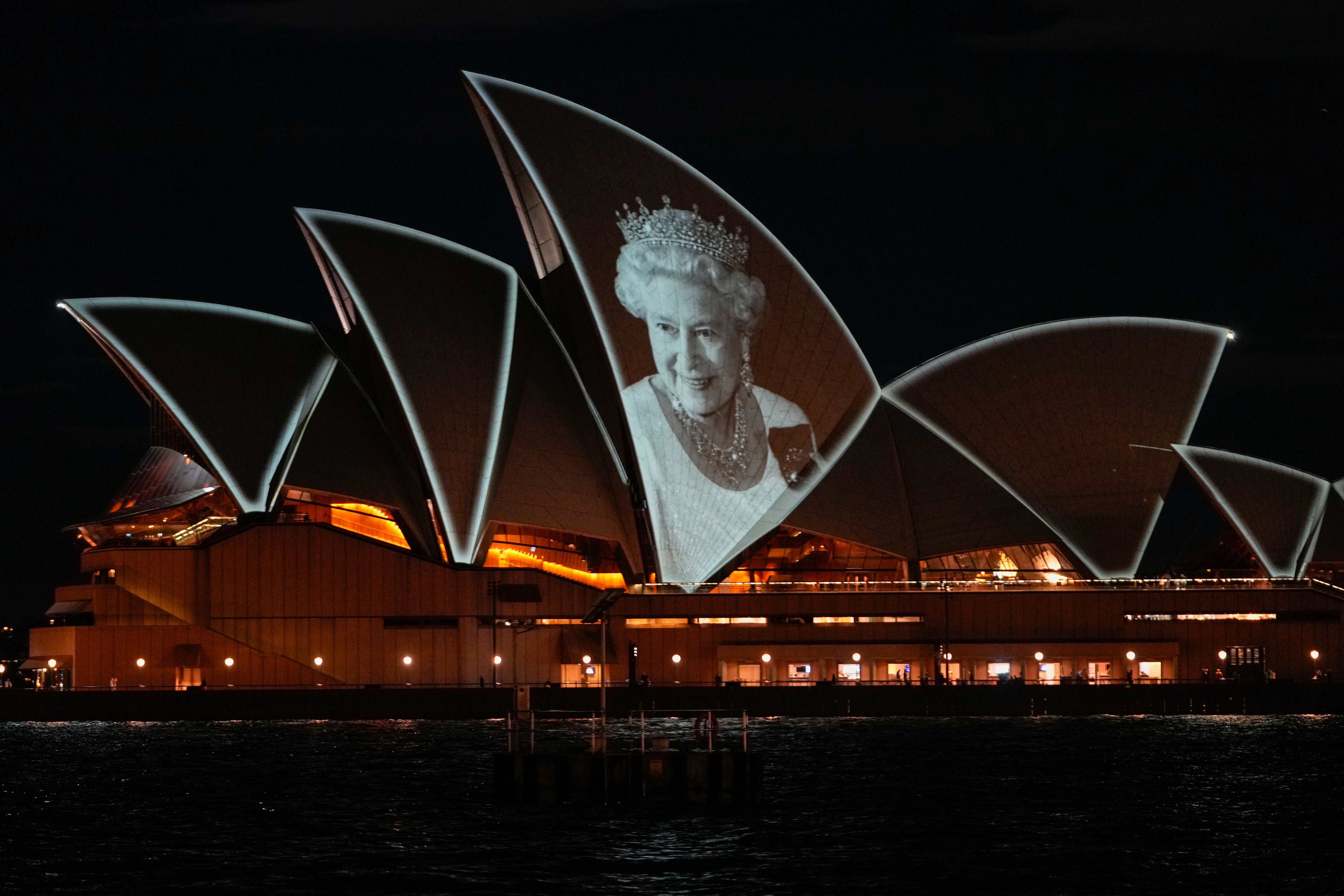 The Sydney Opera House was illuminated with a portrait of Queen Elizabeth II