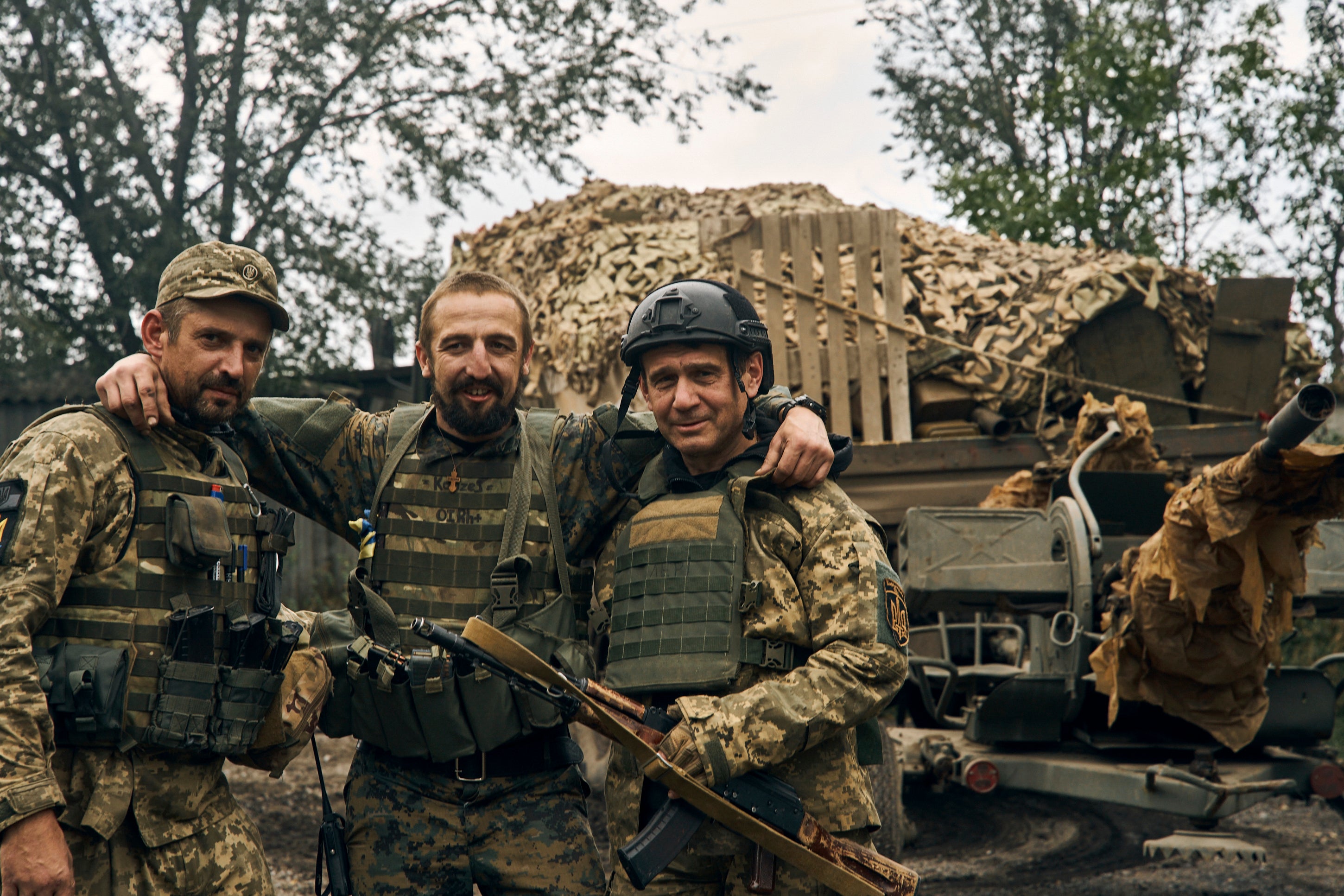 Ukrainian soldiers in Izium, Kharkiv, on 13 September, 2022.