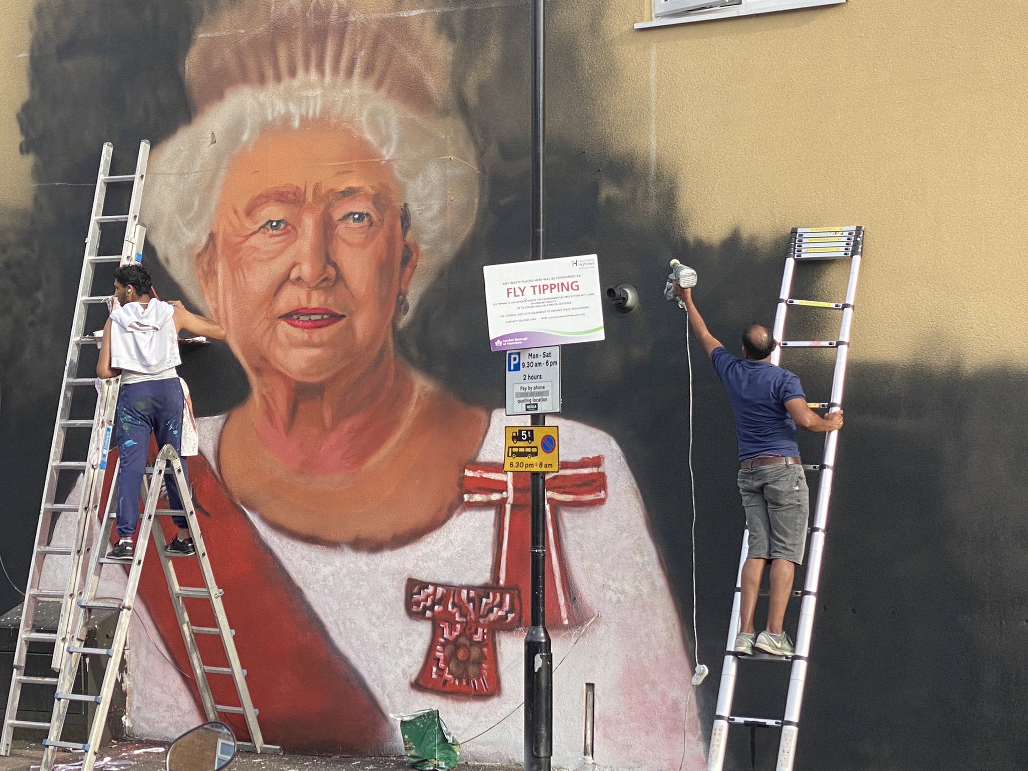 A mural of the Queen in Hounslow, west London