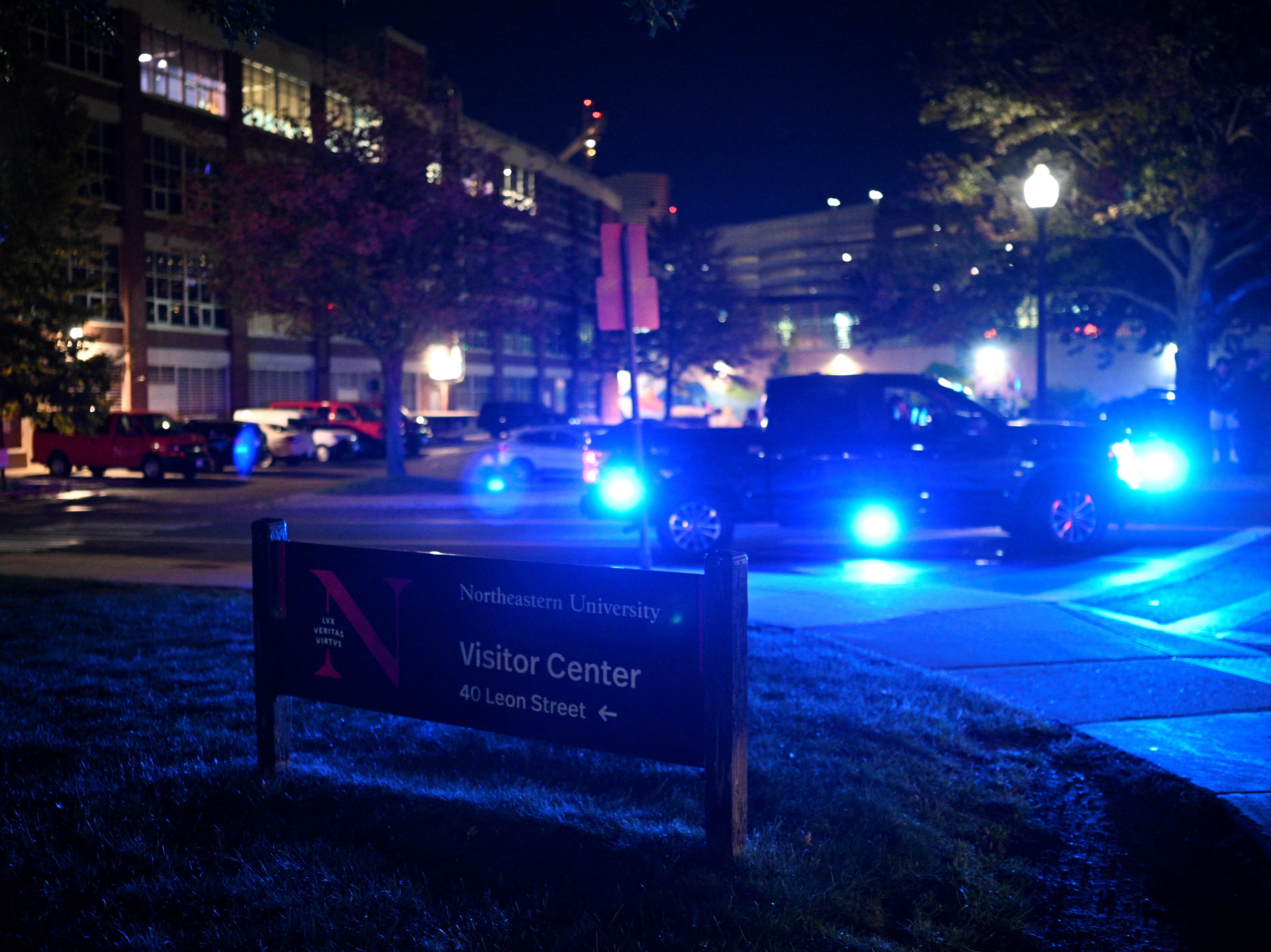 The scene outside Holmes Hall on Tuesday night