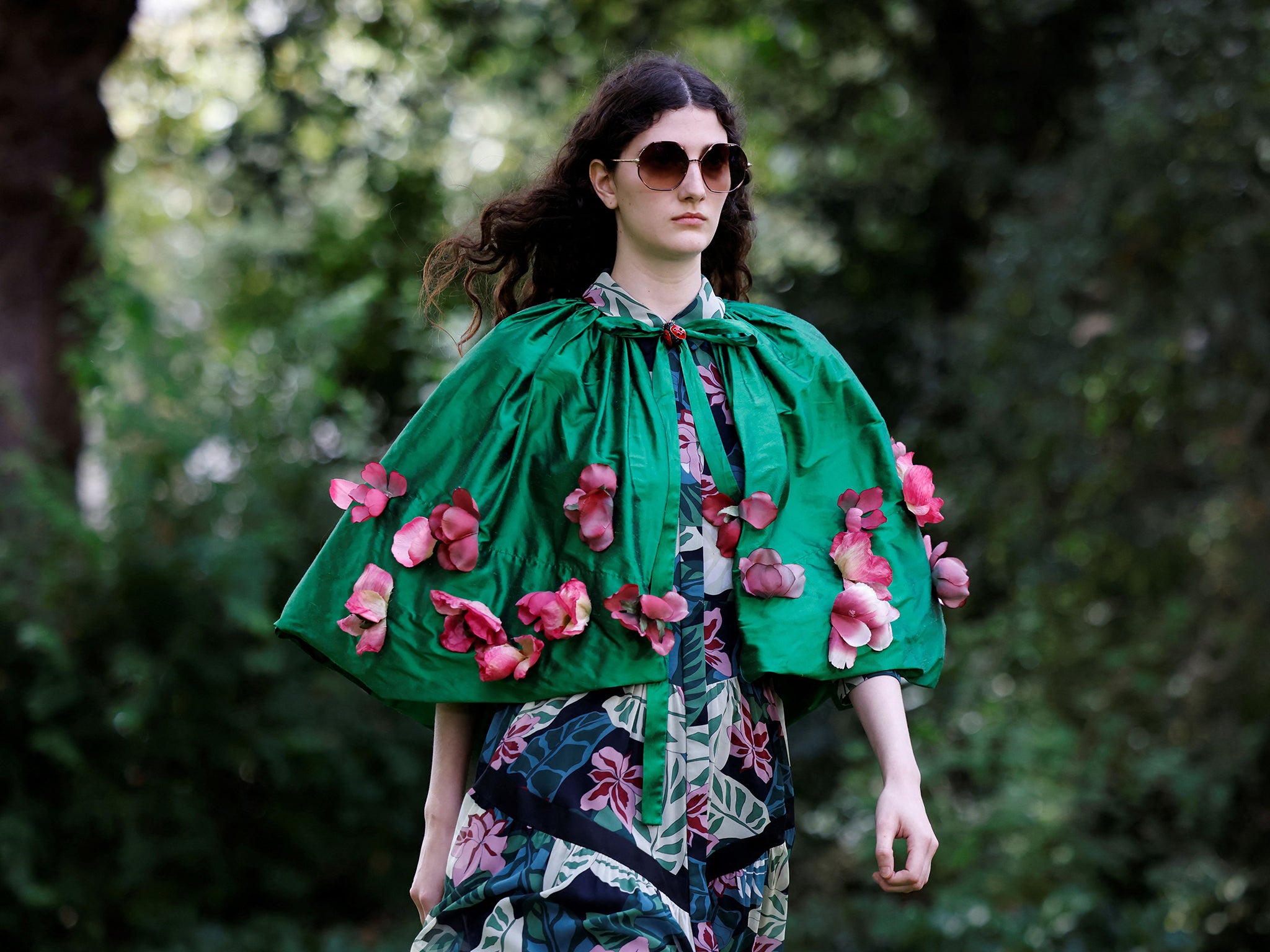 A model presents a design from Bora Aksu’s Spring/Summer 2022 collection at last year’s LFW