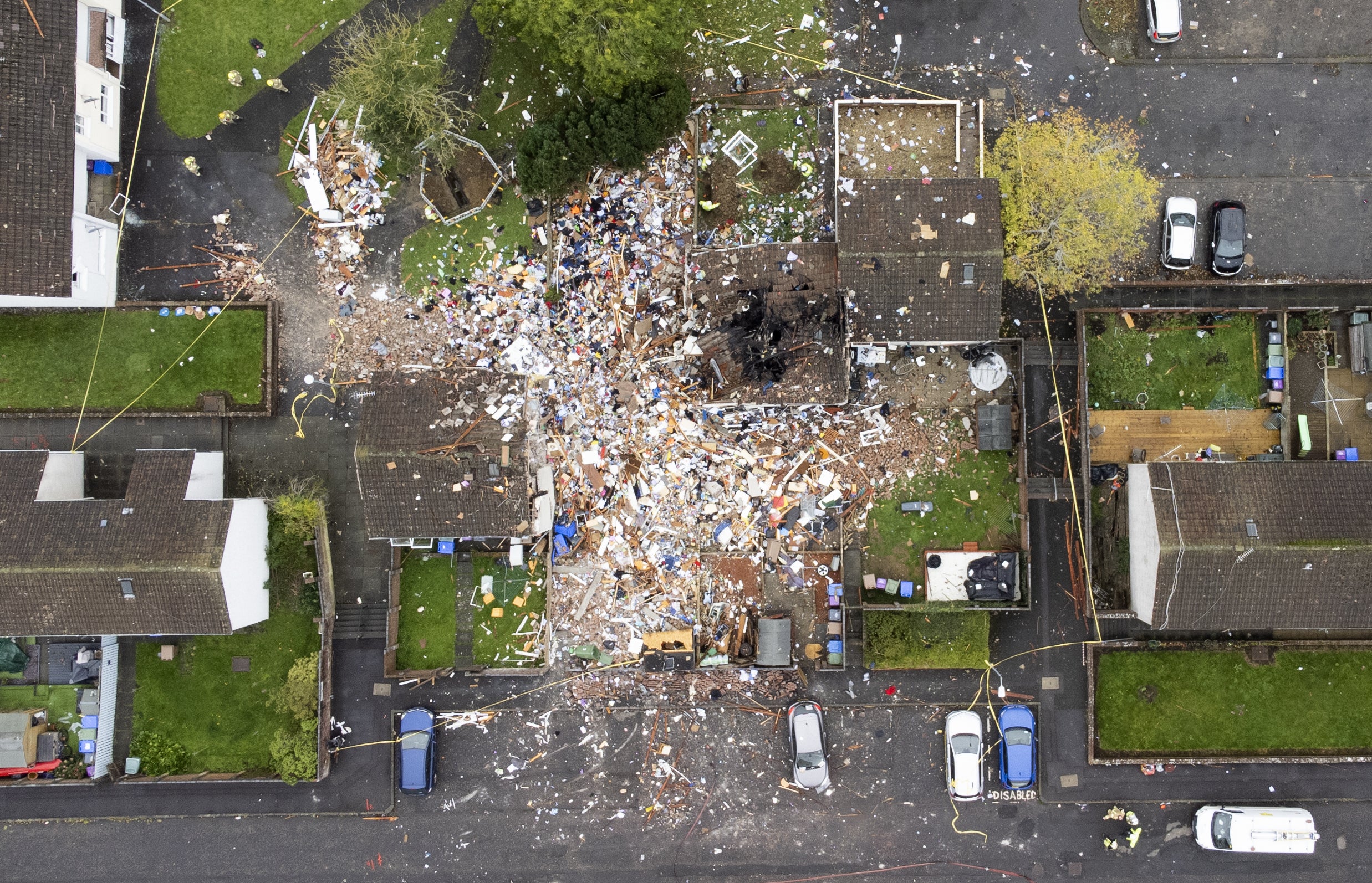 The explosion left one property completely destroyed (Jane Barlow/PA)