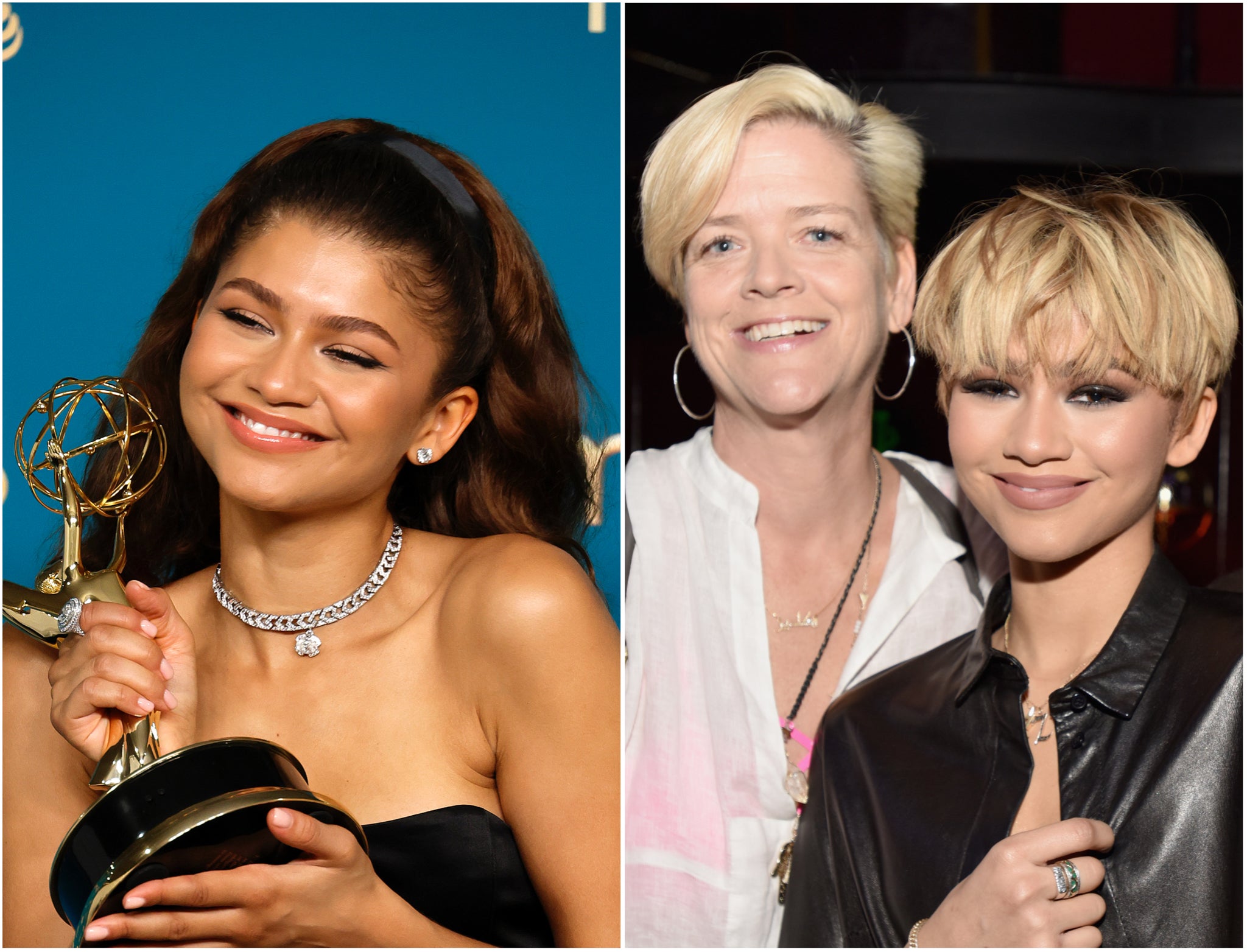 Zendaya (left) and with her mother, Claire Stoermer (right)