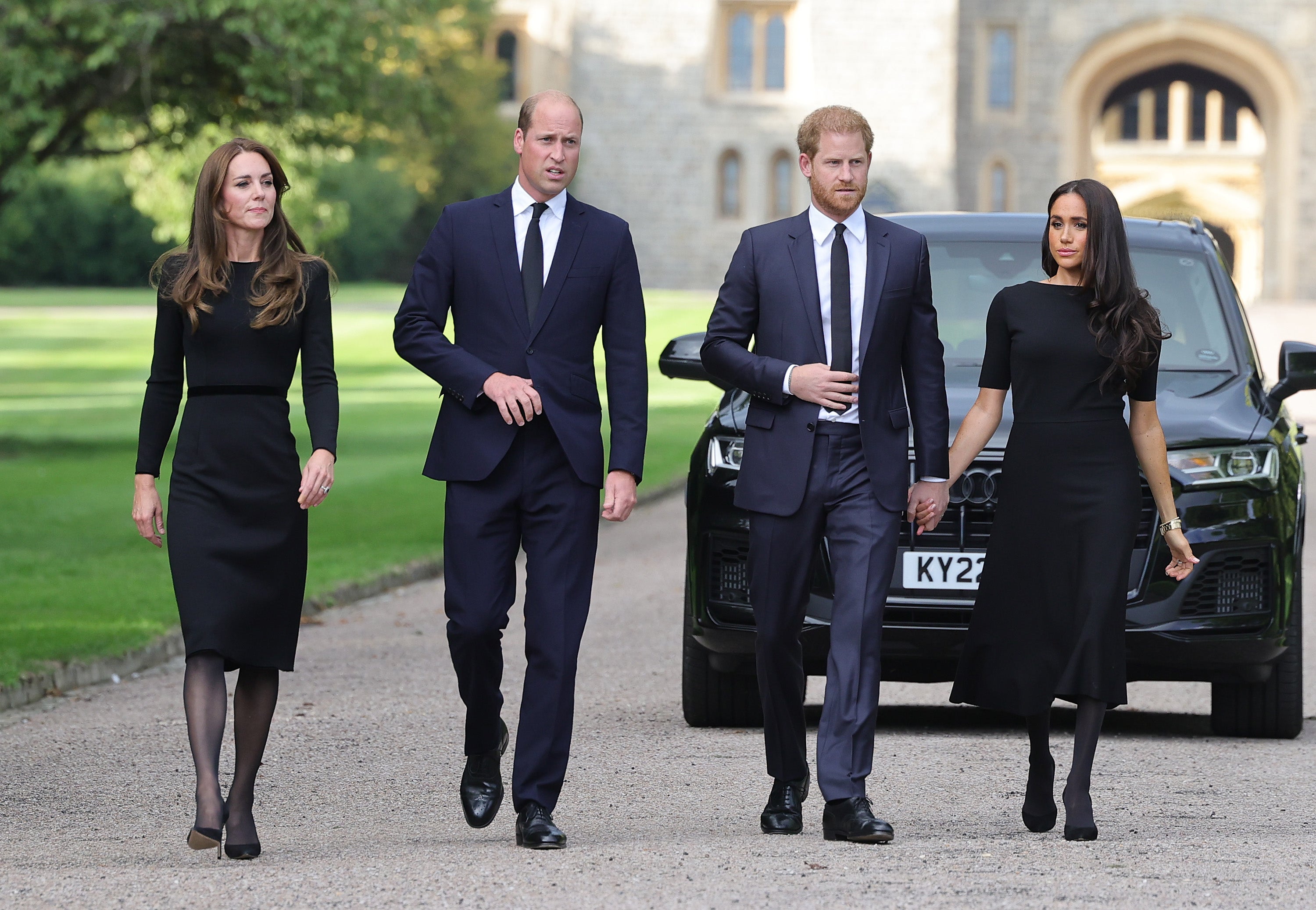 The brothers and their wives reunite outside Windsor Castle