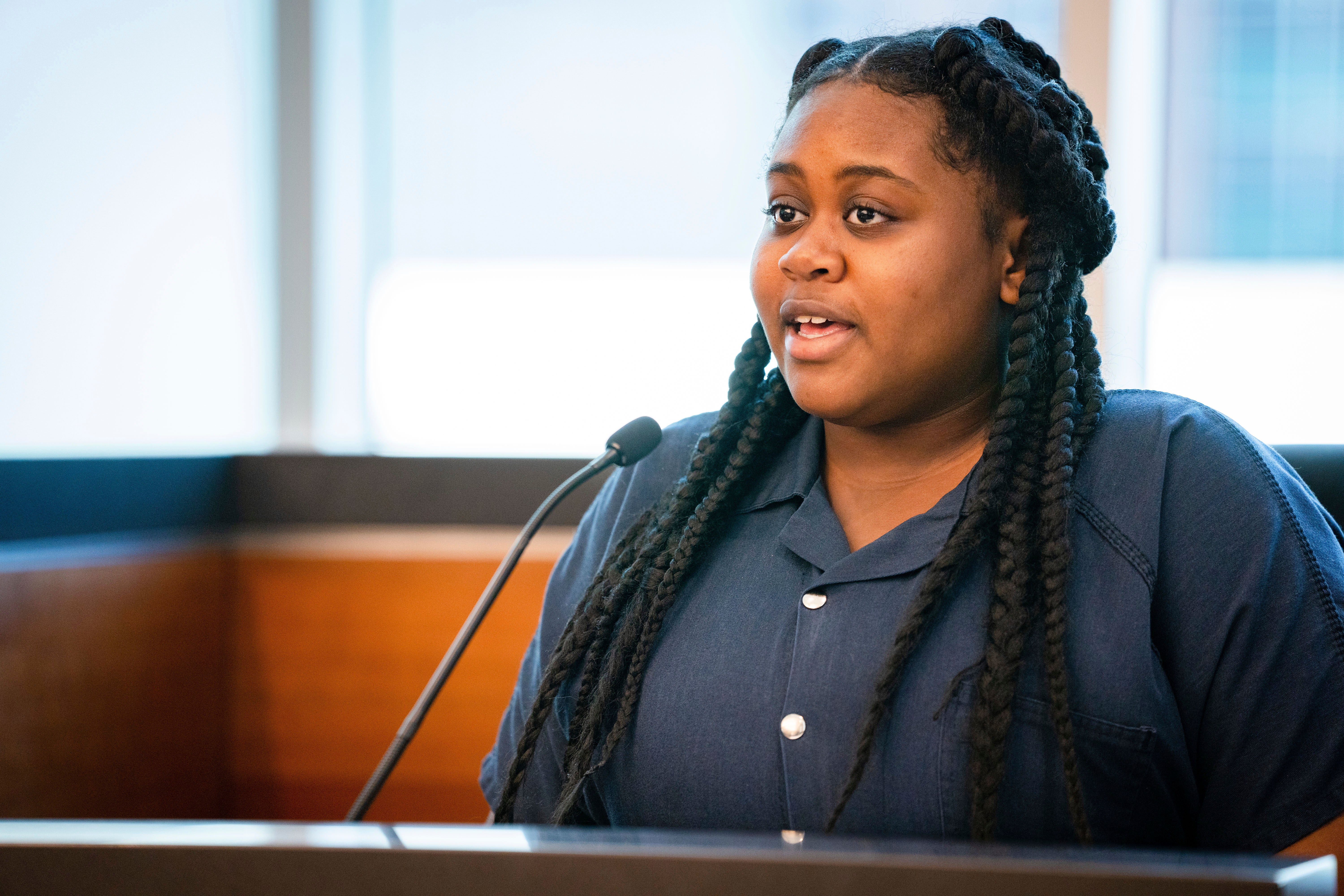 Pieper Lewis gives her allocution during a sentencing hearing in September 2022