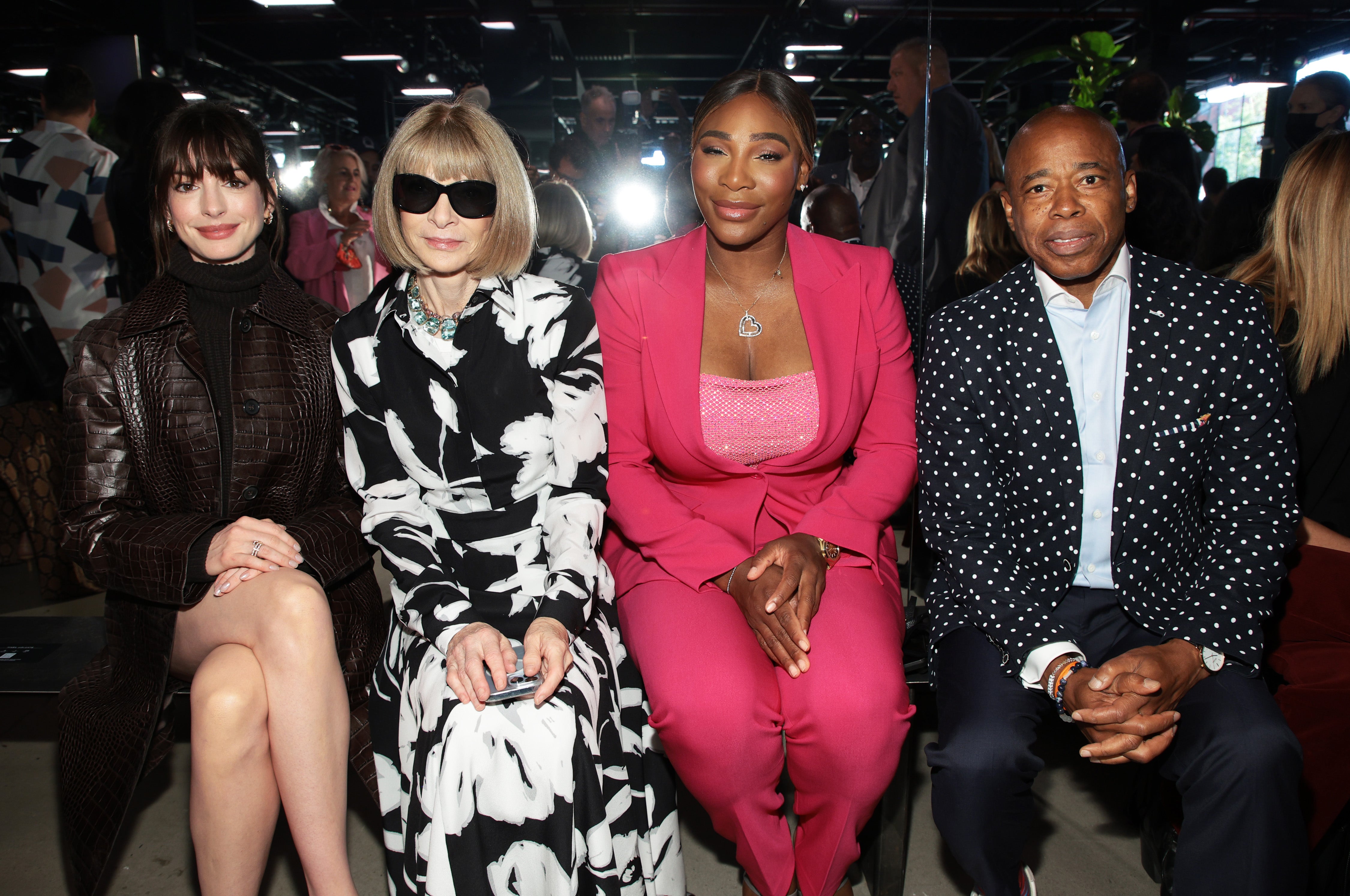 Anne Hathaway, Anna Wintour, Serena Williams, and Eric Adams attend the Michael Kors Collection Spring/Summer 2023 Runway Show