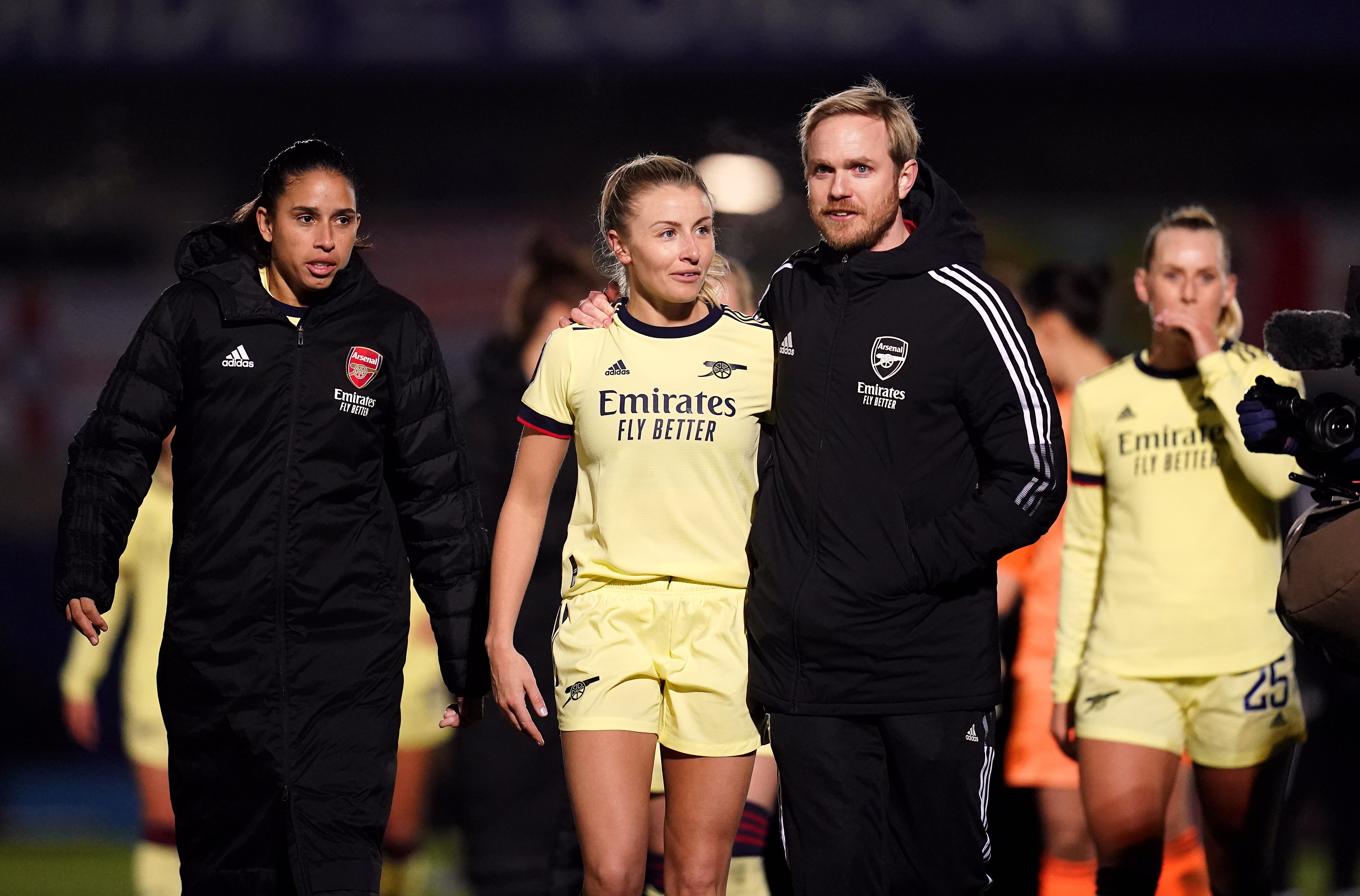 Arsenal manager Jonas Eidevall feels England captain Leah Williamson (left) will not lose focus this season (John Walton/PA)