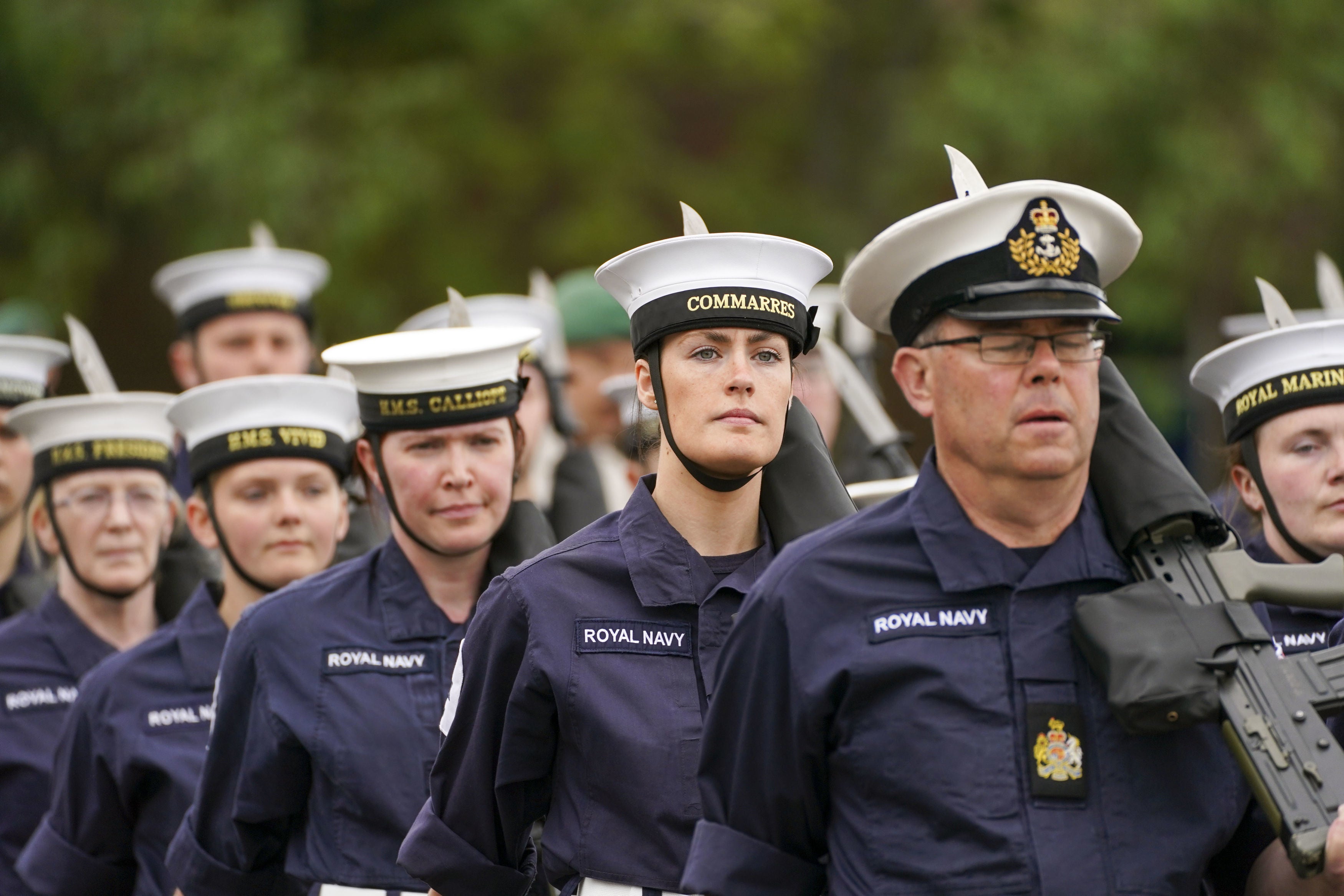 Royal Navy personnel have spoken of their ‘honour, privilege and duty’ at being involved in the Queen’s funeral procession (Steve Parsons/PA)