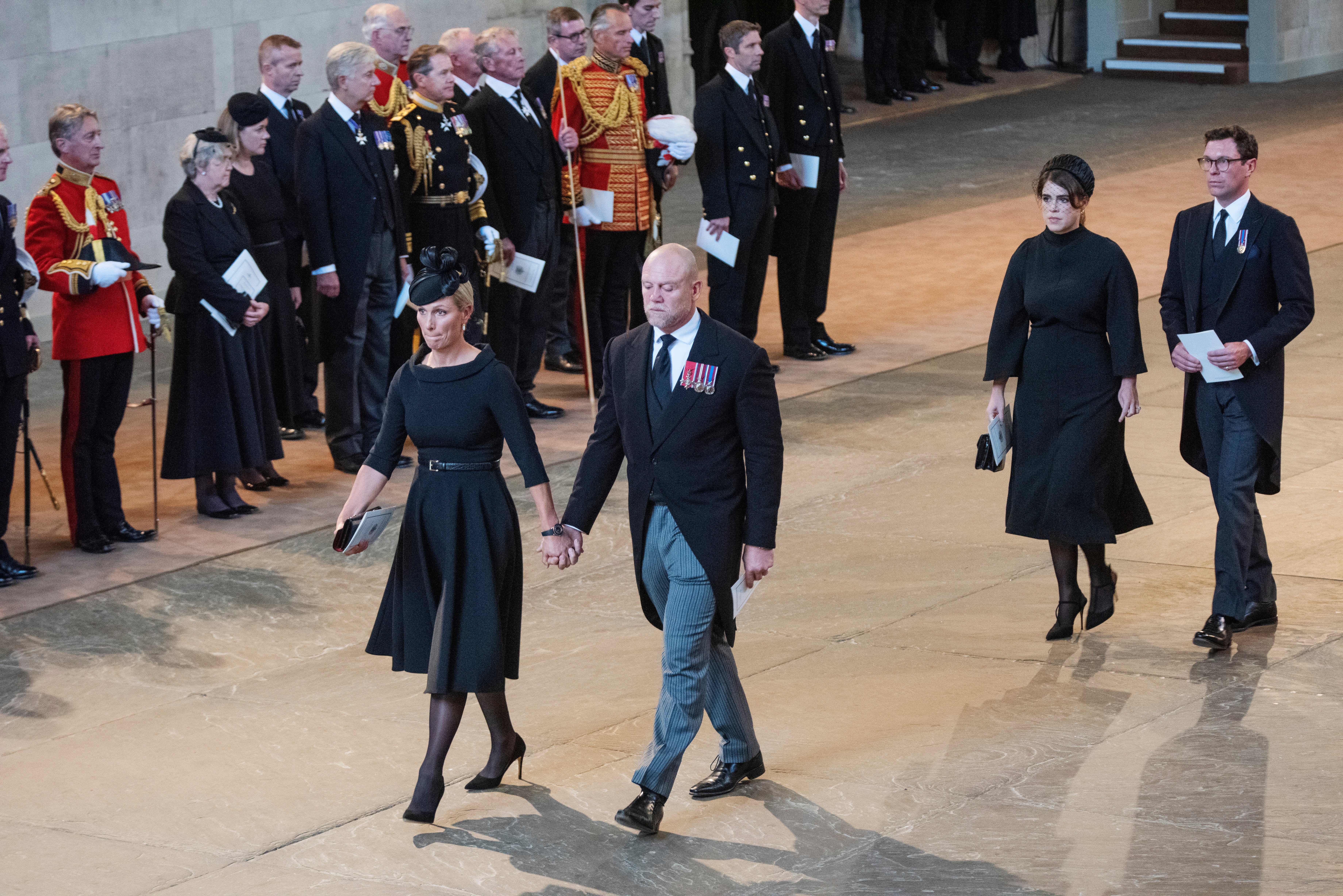 Zara Tindall and her husband Mike also held hands following service for Queen Elizabeth II