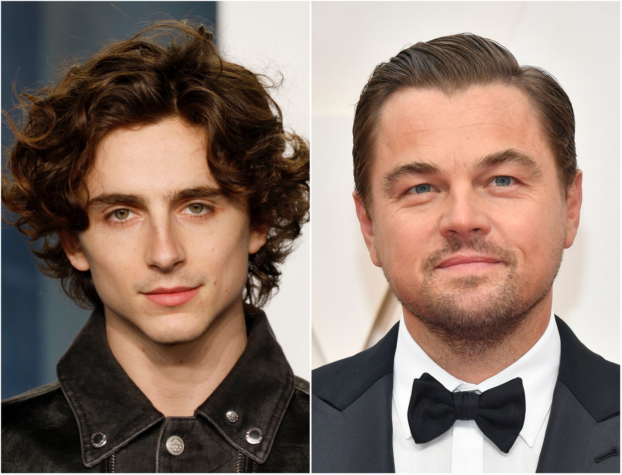 Timothée Chalamet (left) and Leonardo DiCaprio