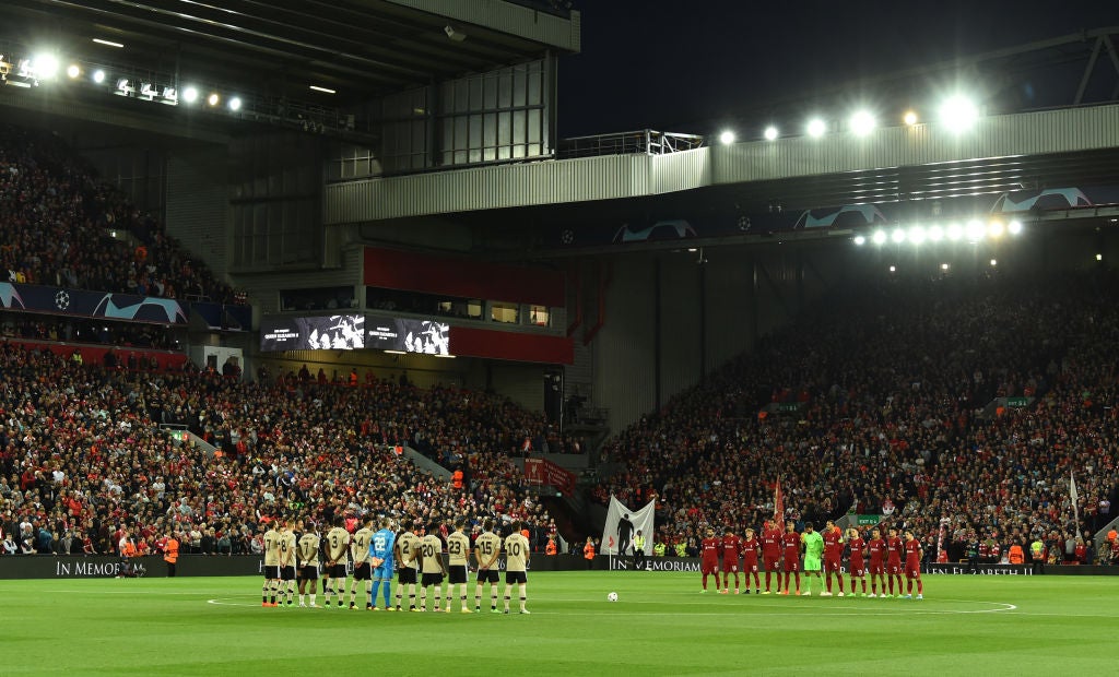 Anfield held a moment’s silence ahead of Liverpool’s match against Ajax