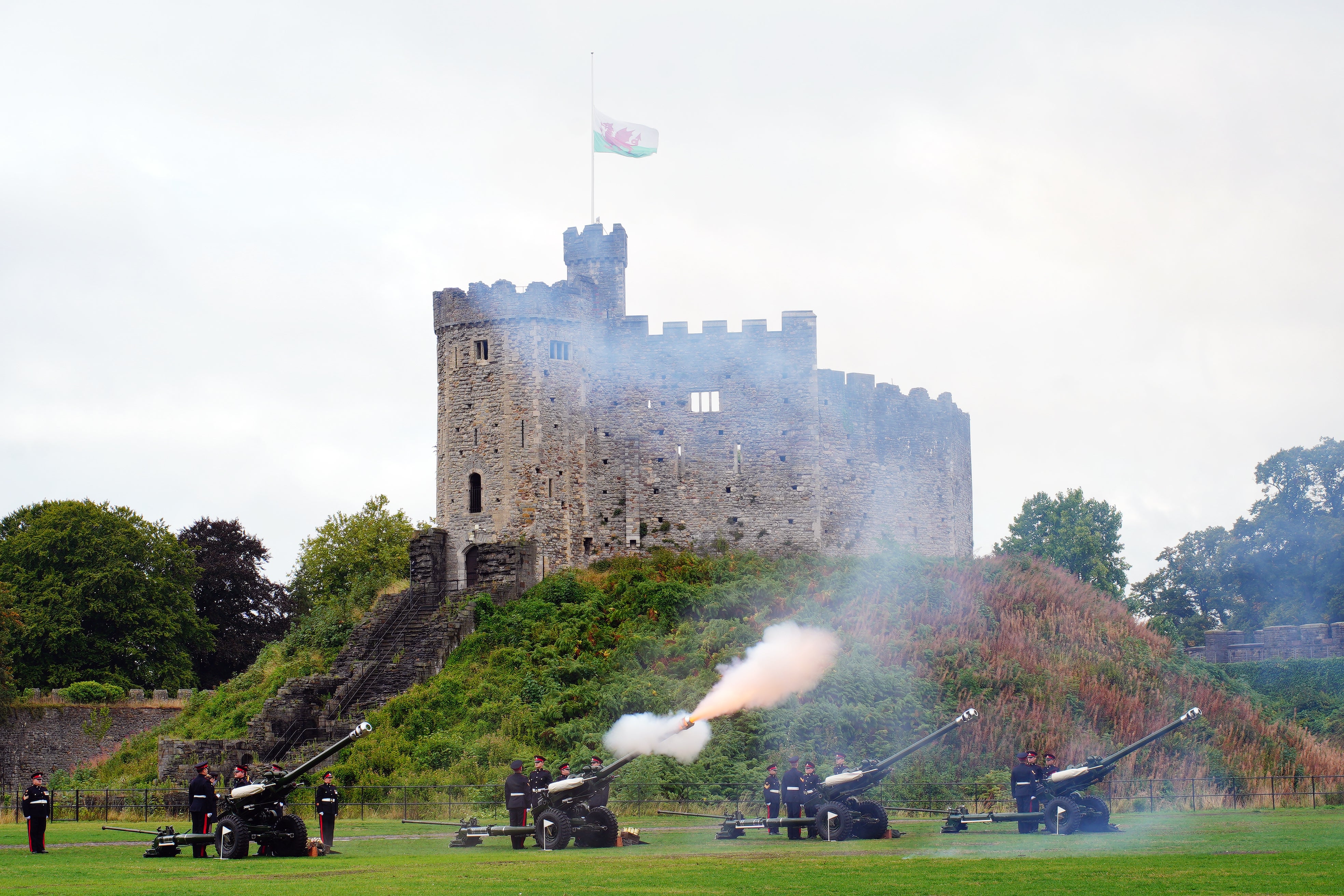 A gun salute is expected when the King touches down on Welsh soil