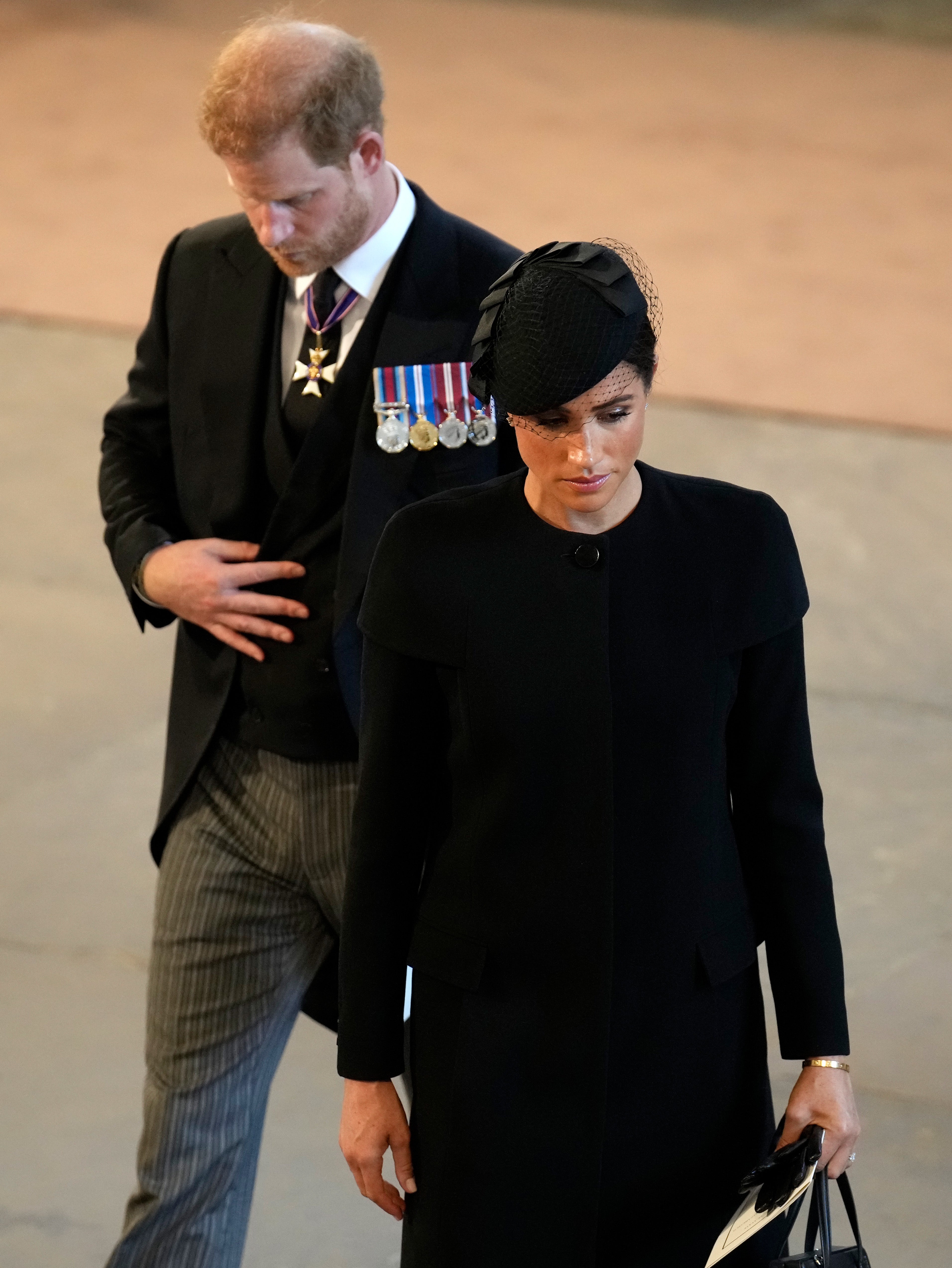 Prince Harry and Meghan Markle during the lying in state of Queen Elizabeth II on 14 September 2022