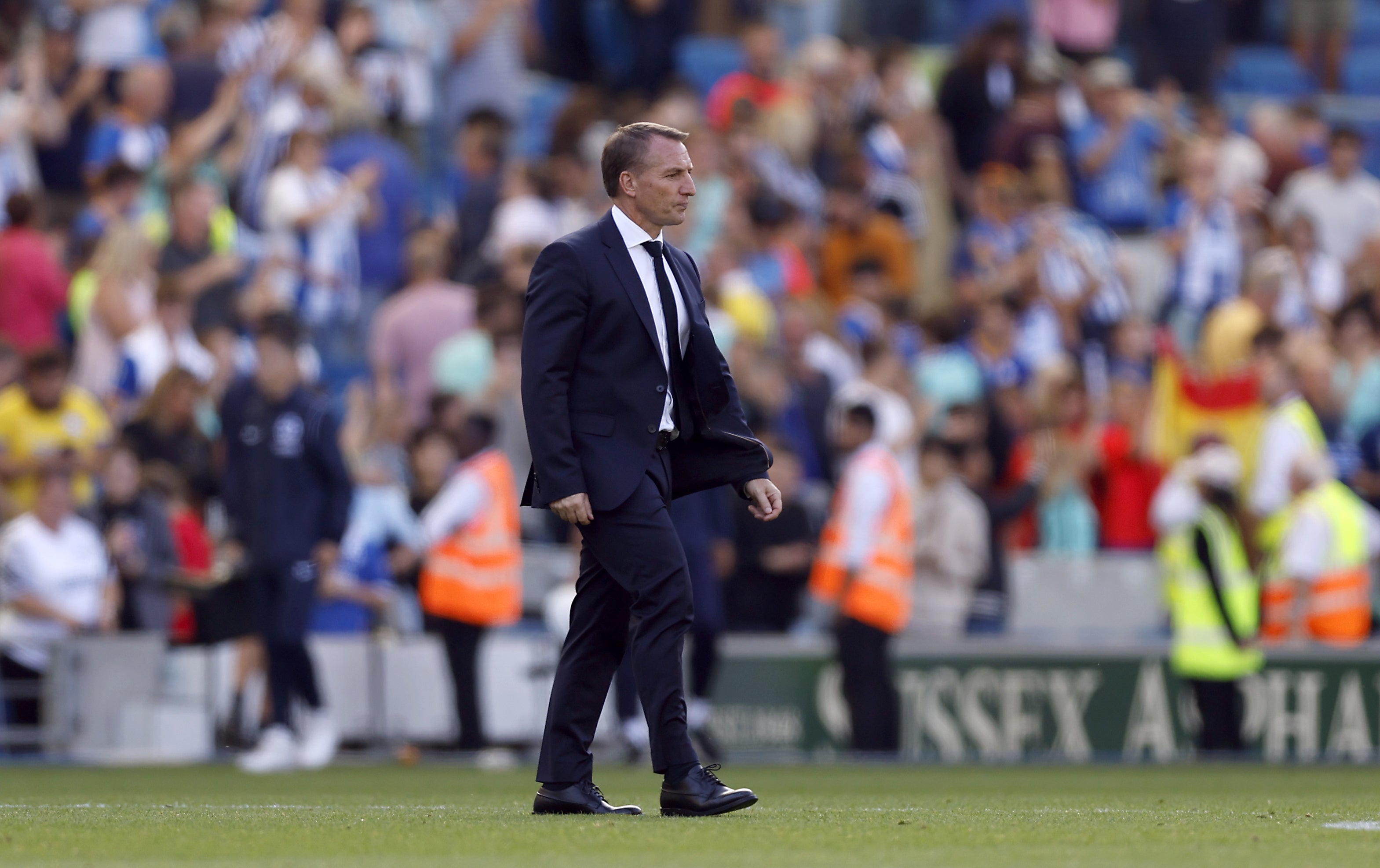 Brendan Rodgers is under pressure after Leicester’s poor start to the season (Steven Paston/PA)