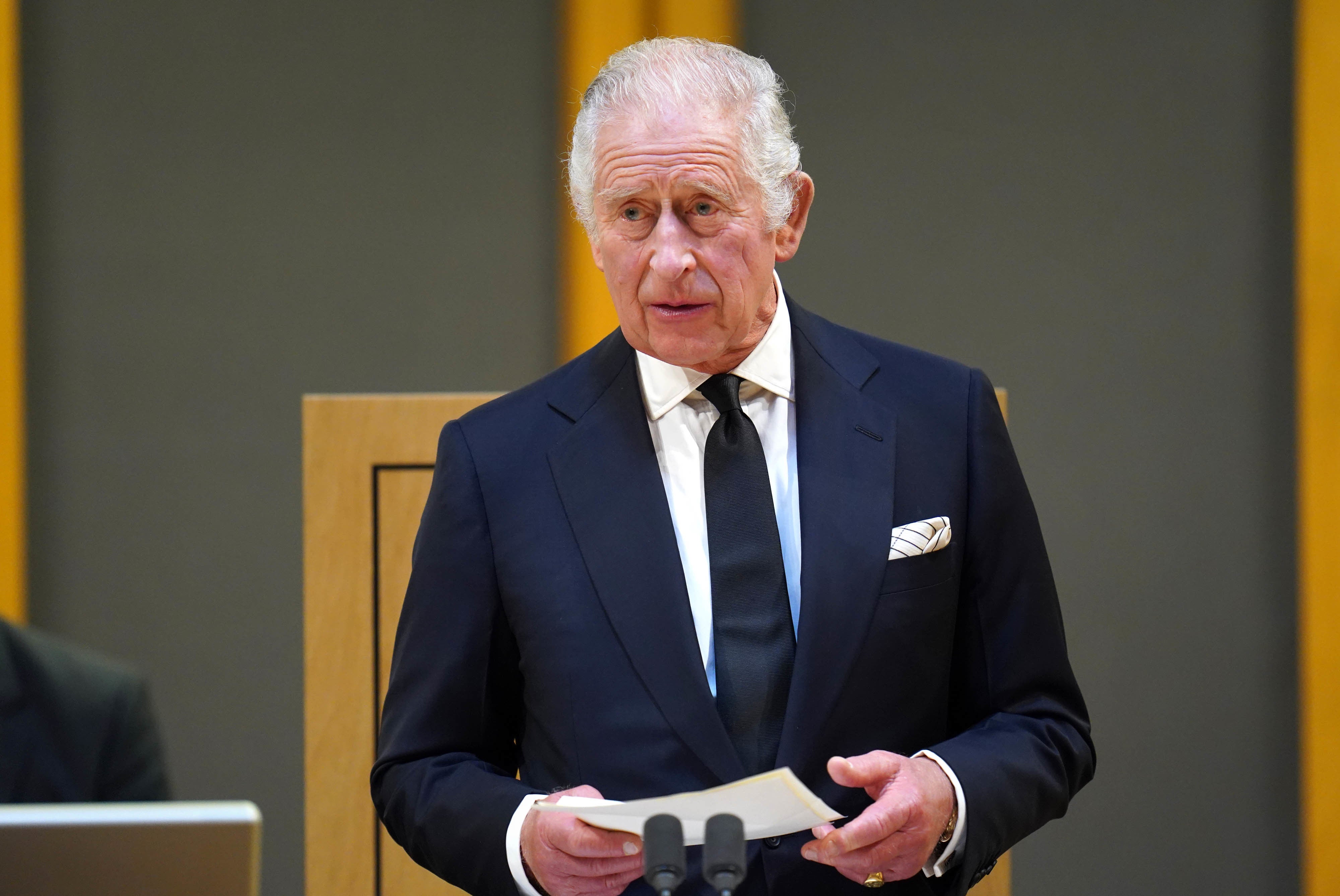 The King addresses the Senedd in Cardiff (Andrew Matthews/PA)