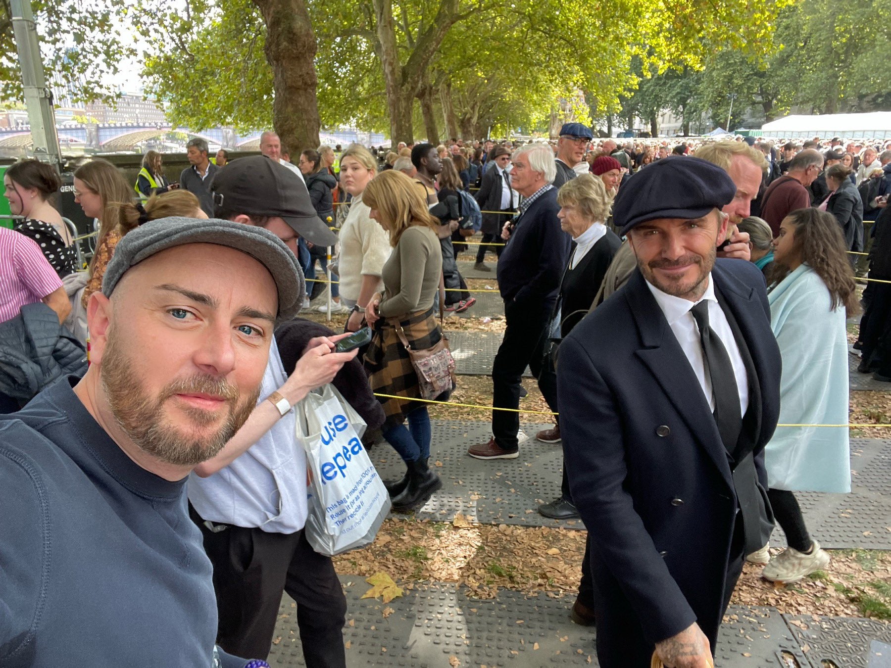 Fans spot David Beckham waiting 12 hours to view Queen’s coffin lying in state