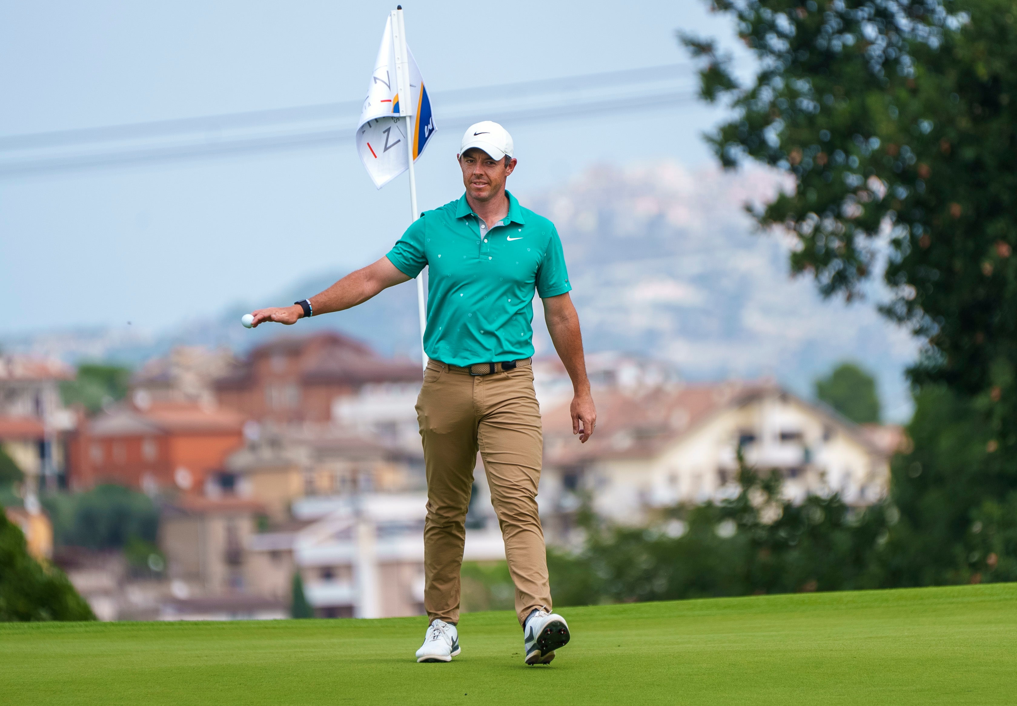 Rory McIlroy holds the halfway lead (AP Photo/Domenico Stinellis)