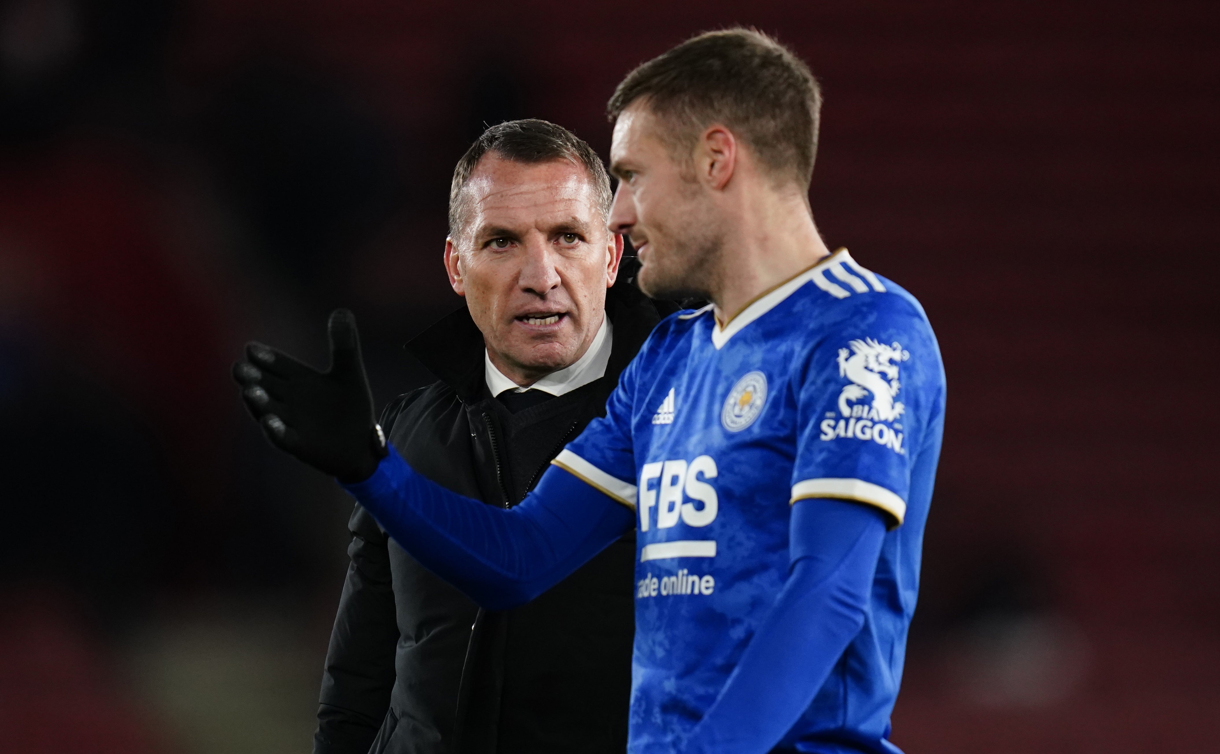 Jamie Vardy, right, is yet to score in the Premier League this season (Andrew Matthews/PA).