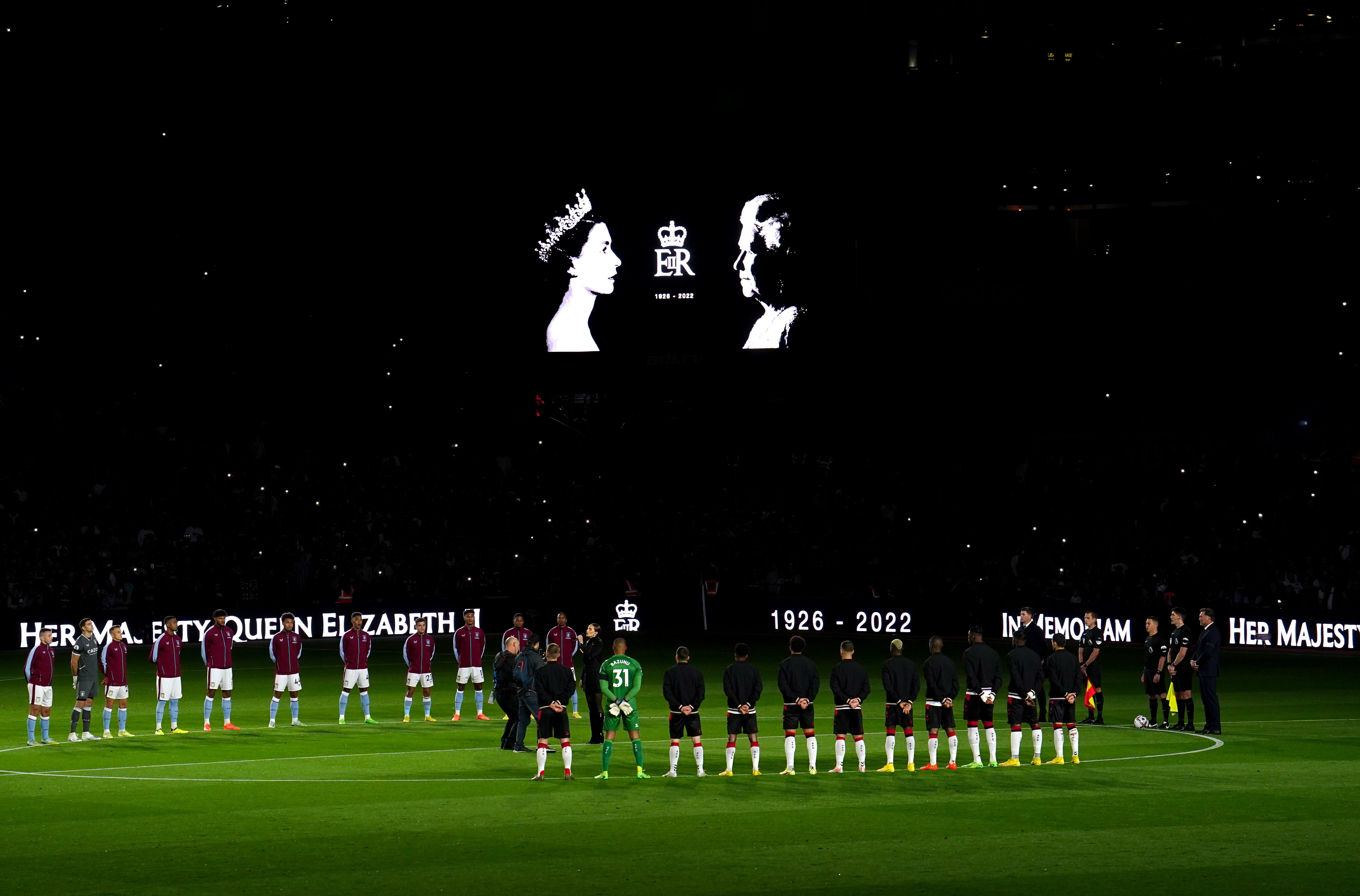 A minute’s silence at Villa Park (Martin Rickett/PA)