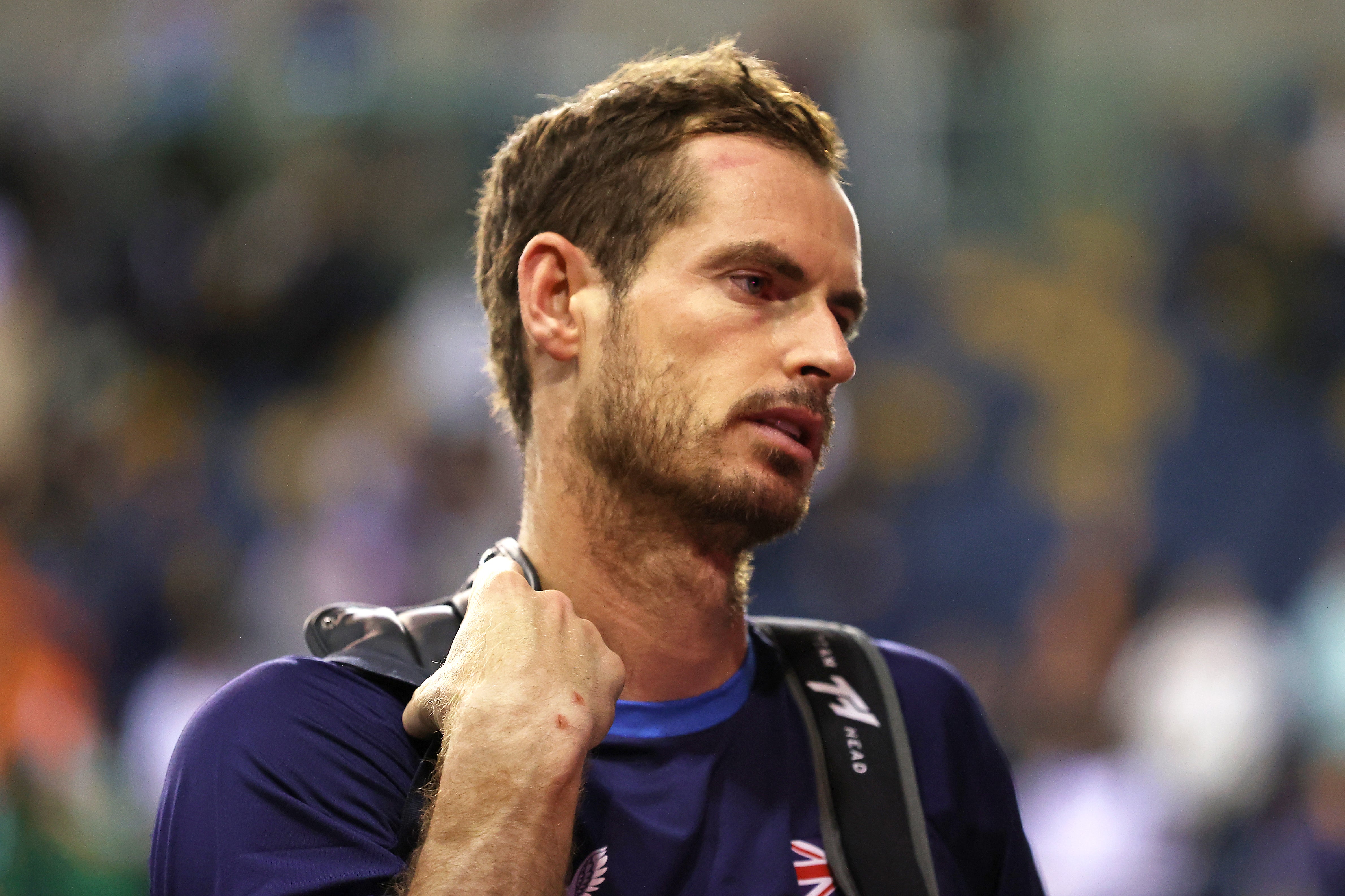 Andy Murray looks dejected as he walks off court (Steve Welsh/PA)