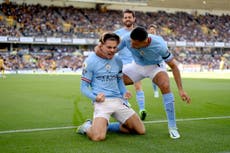 Jack Grealish’s early strike steers Man City towards thrashing of 10-man Wolves