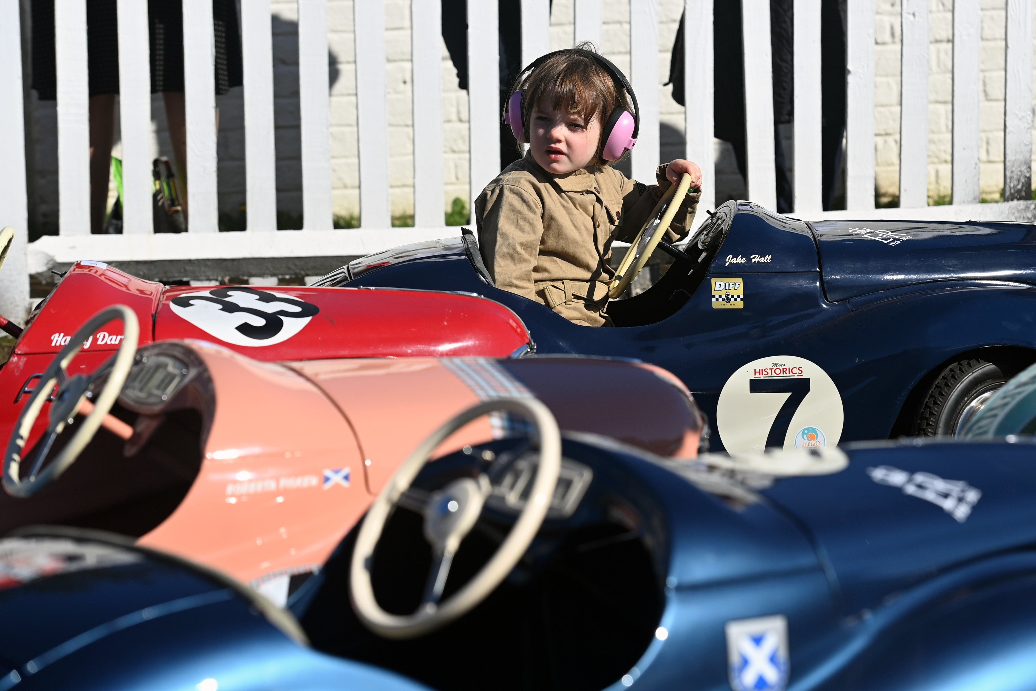 A young driver prepares ahead of the Settrington Cup during the Goodwood Revival (John Nguyen/PA)