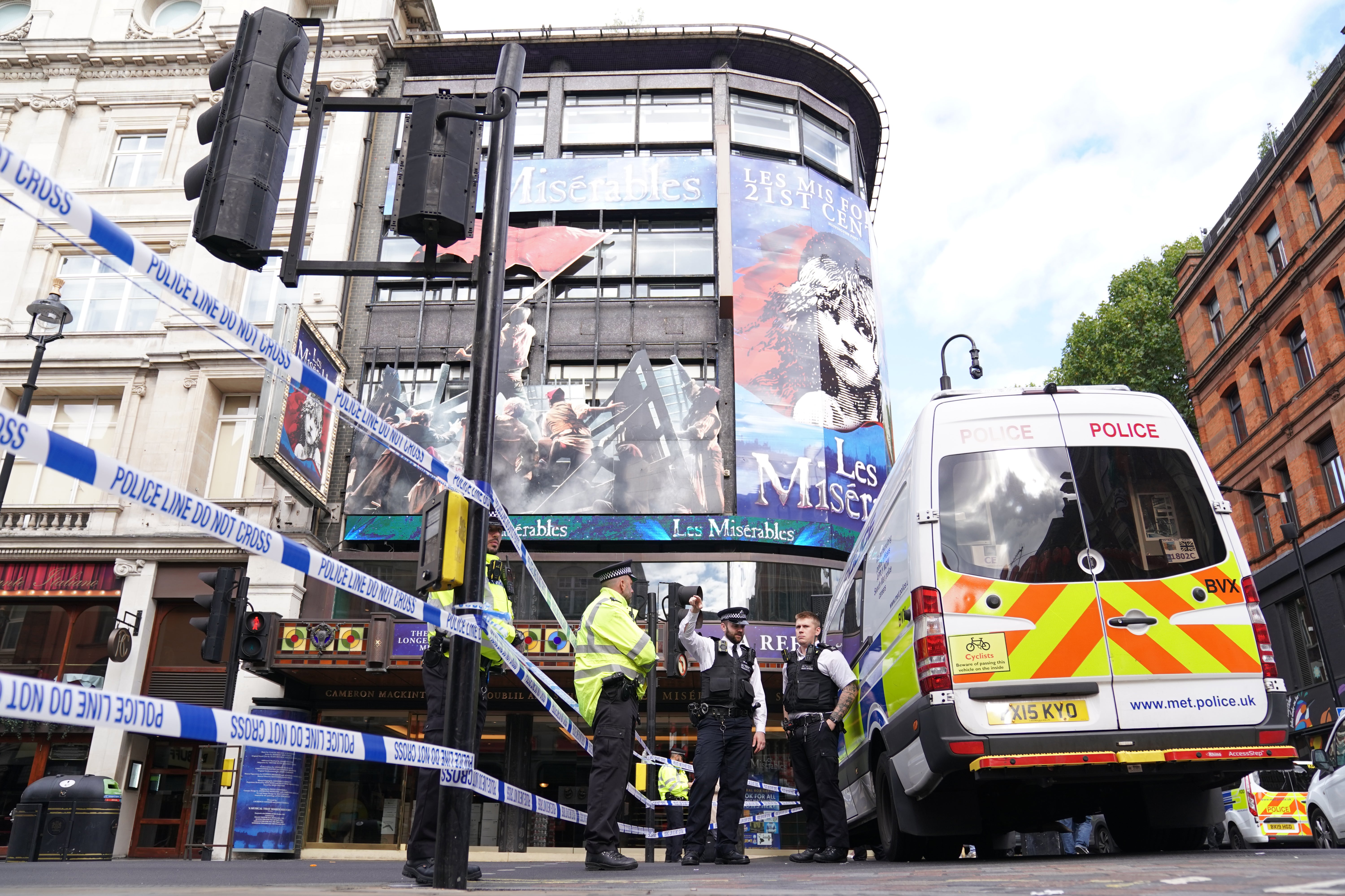 Police at the scene of the incident on Friday