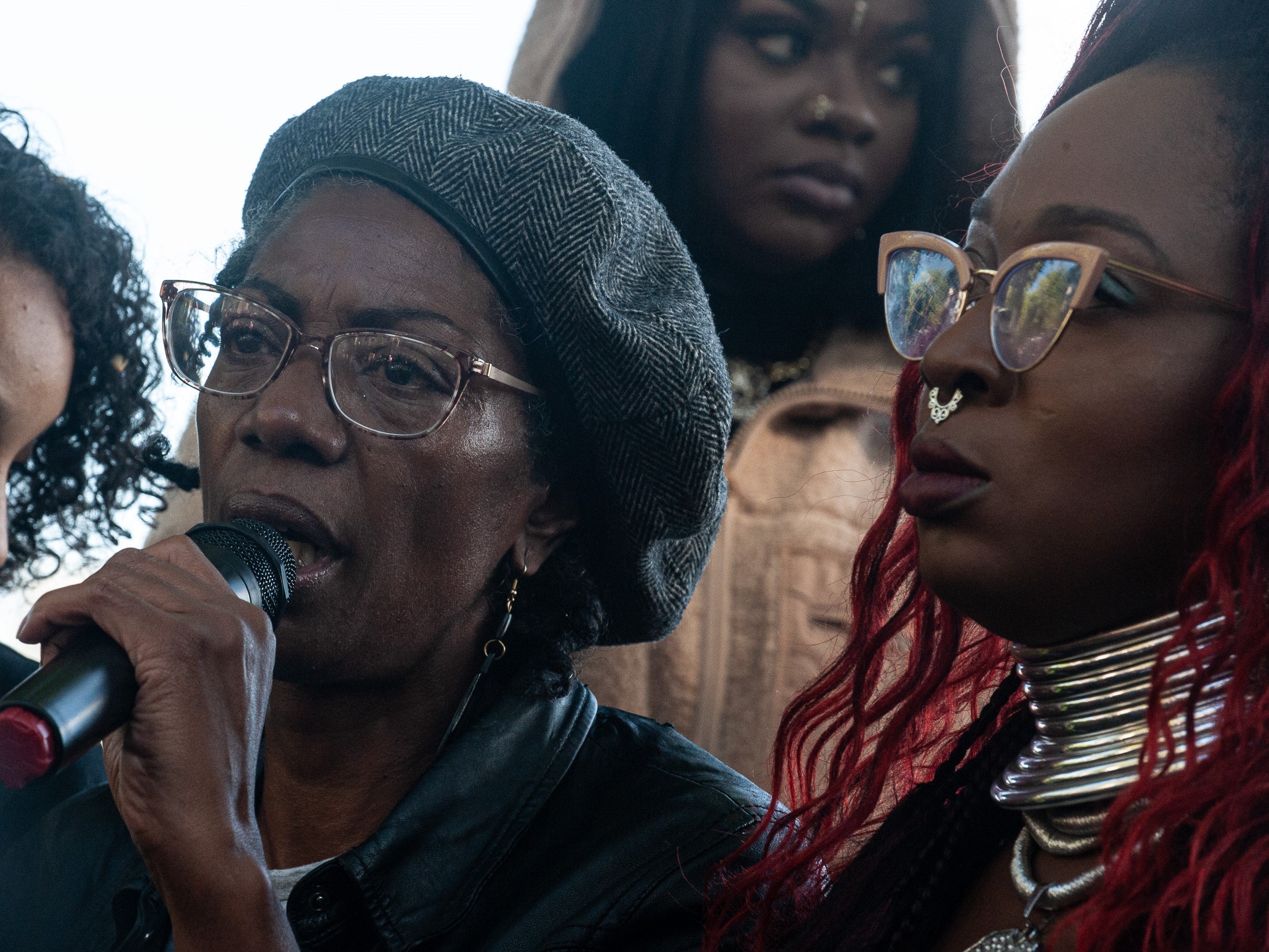 Marcia Rigg, whose brother Sean died in Brixton police station in 200, addressed the protest at Scotland Yard