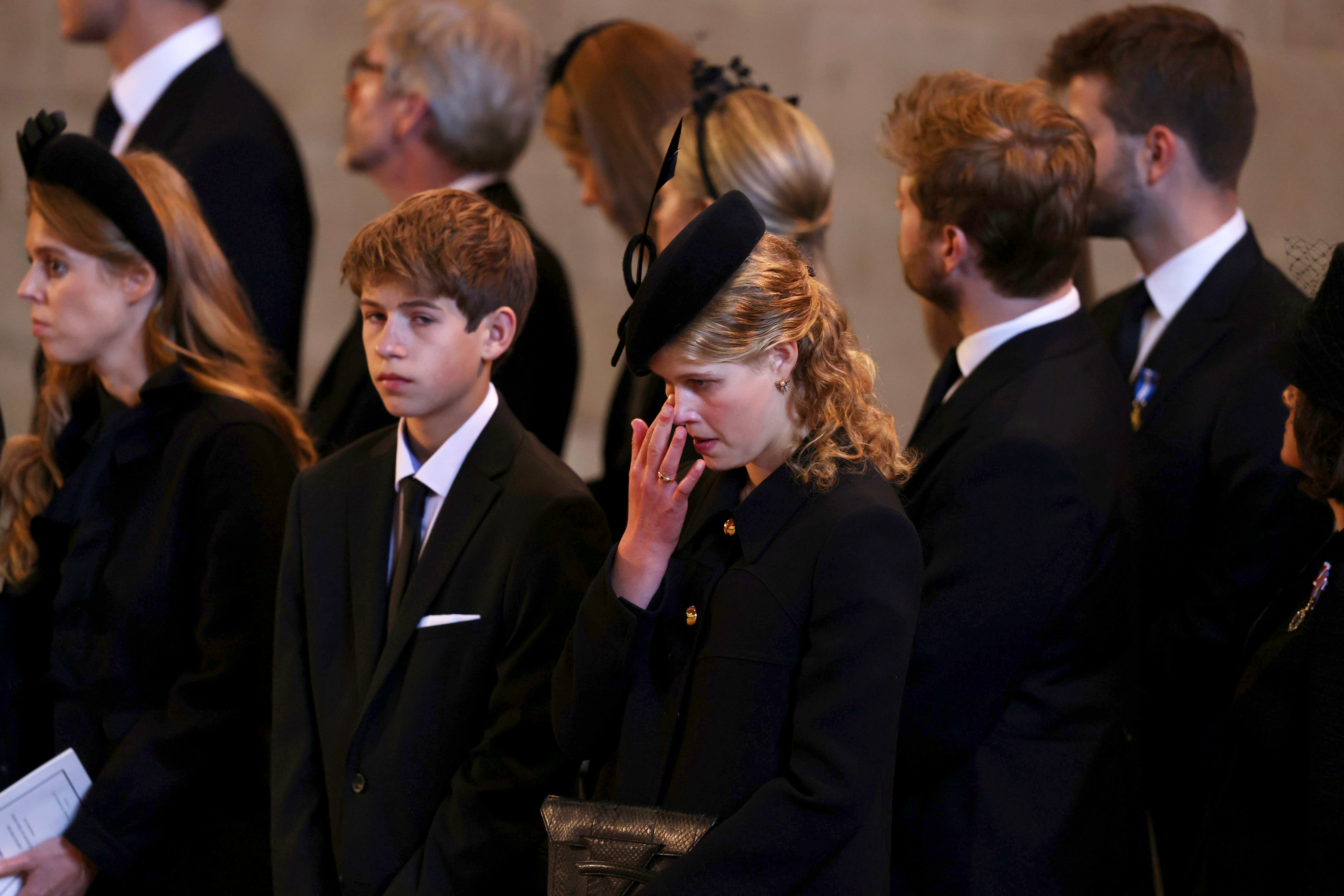 Viscount Severn and his sister Lady Louise Windsor during the procession for the lying in state