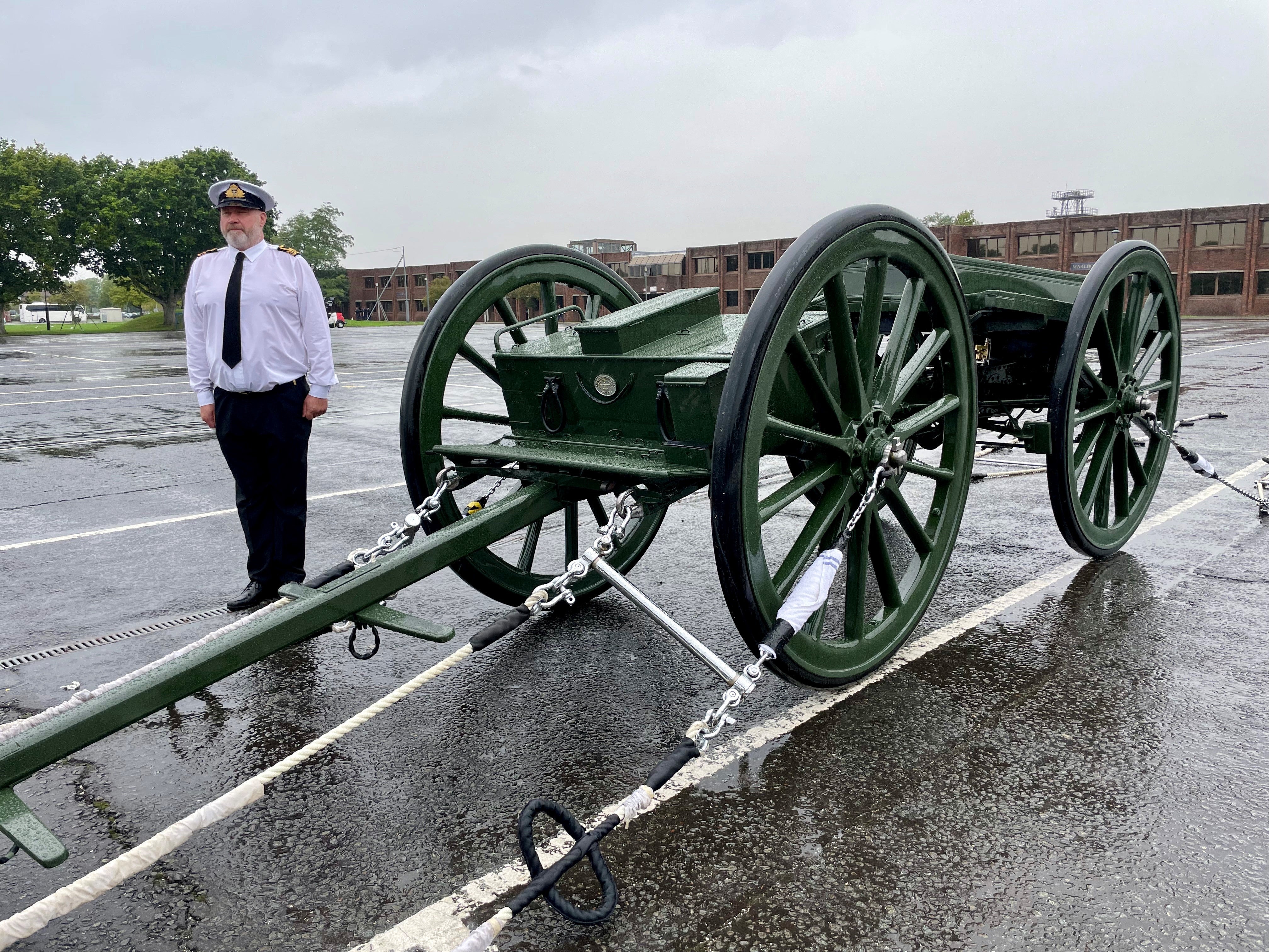 The gun carriage which will be used to carry the Queen’s coffin (Ben Mitchell/PA)