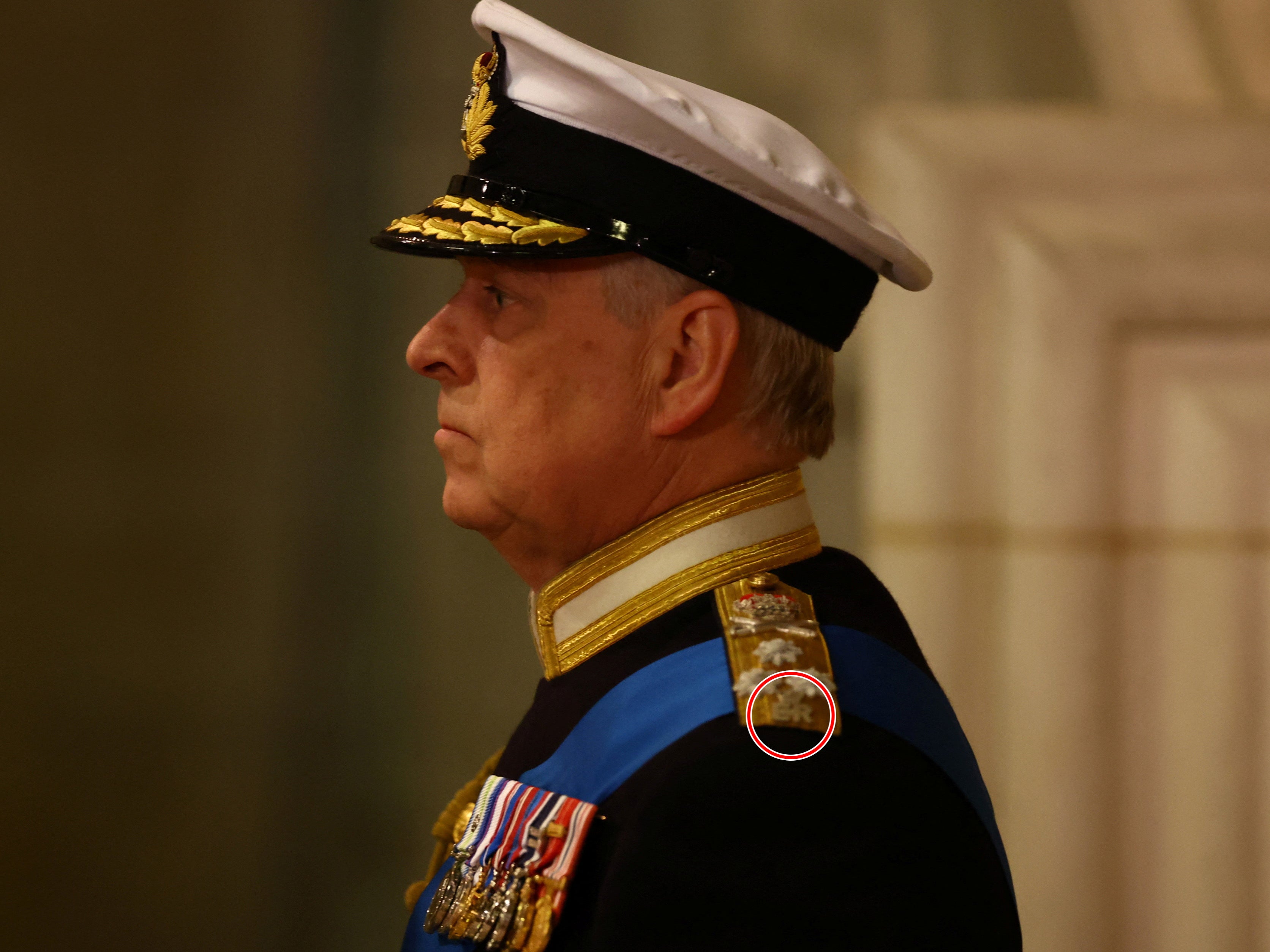 Prince Andrew, Duke of York attends a vigil, following the death of Queen Elizabeth ll, inside Westminster Hall on September 16