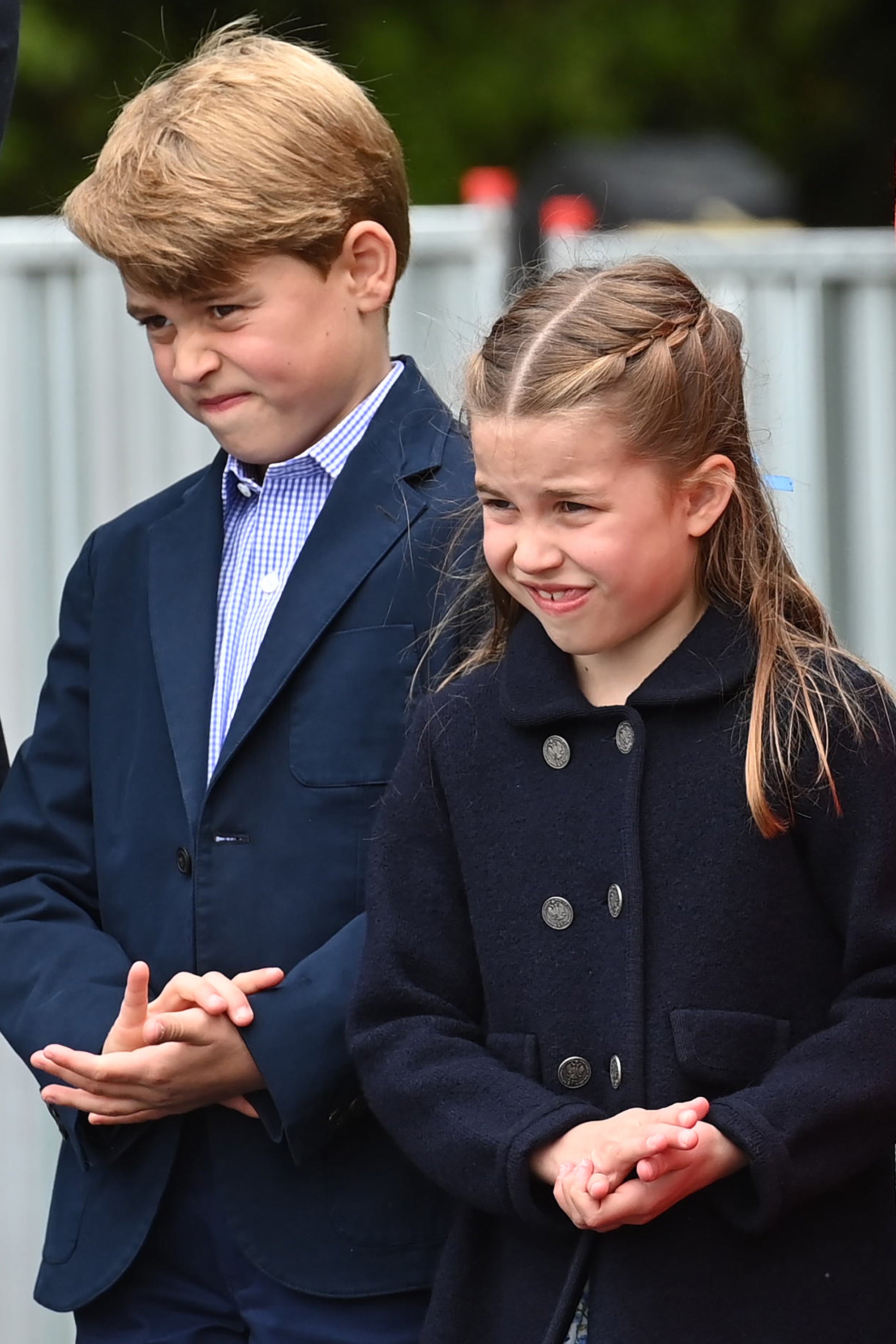 Prince George and Princess Charlotte during a visit to Cardiff Castle