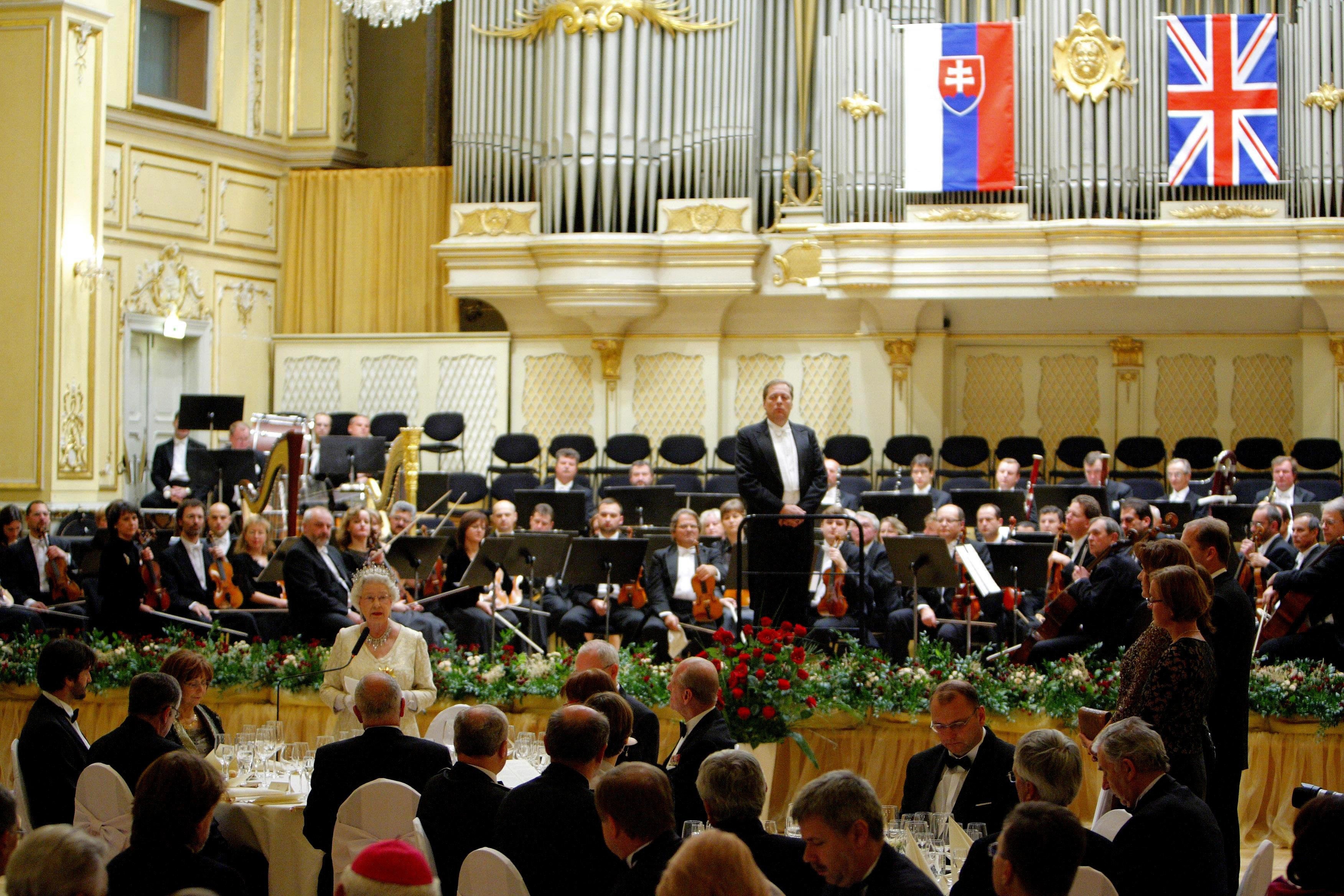 The Queen makes a speech at the Philharmonic Hall in Slovakia (Chris Ison/PA)