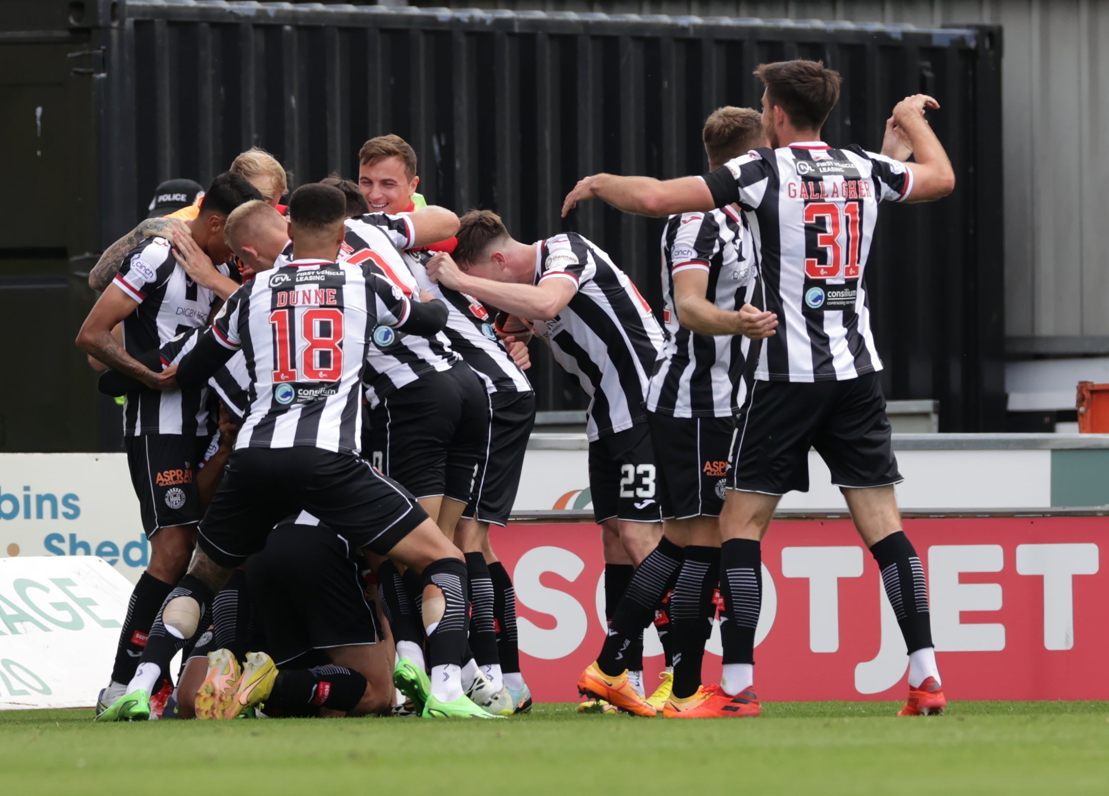 St Mirren’s Jonah Ayunga celebrates against Celtic (Steve Welsh/PA)