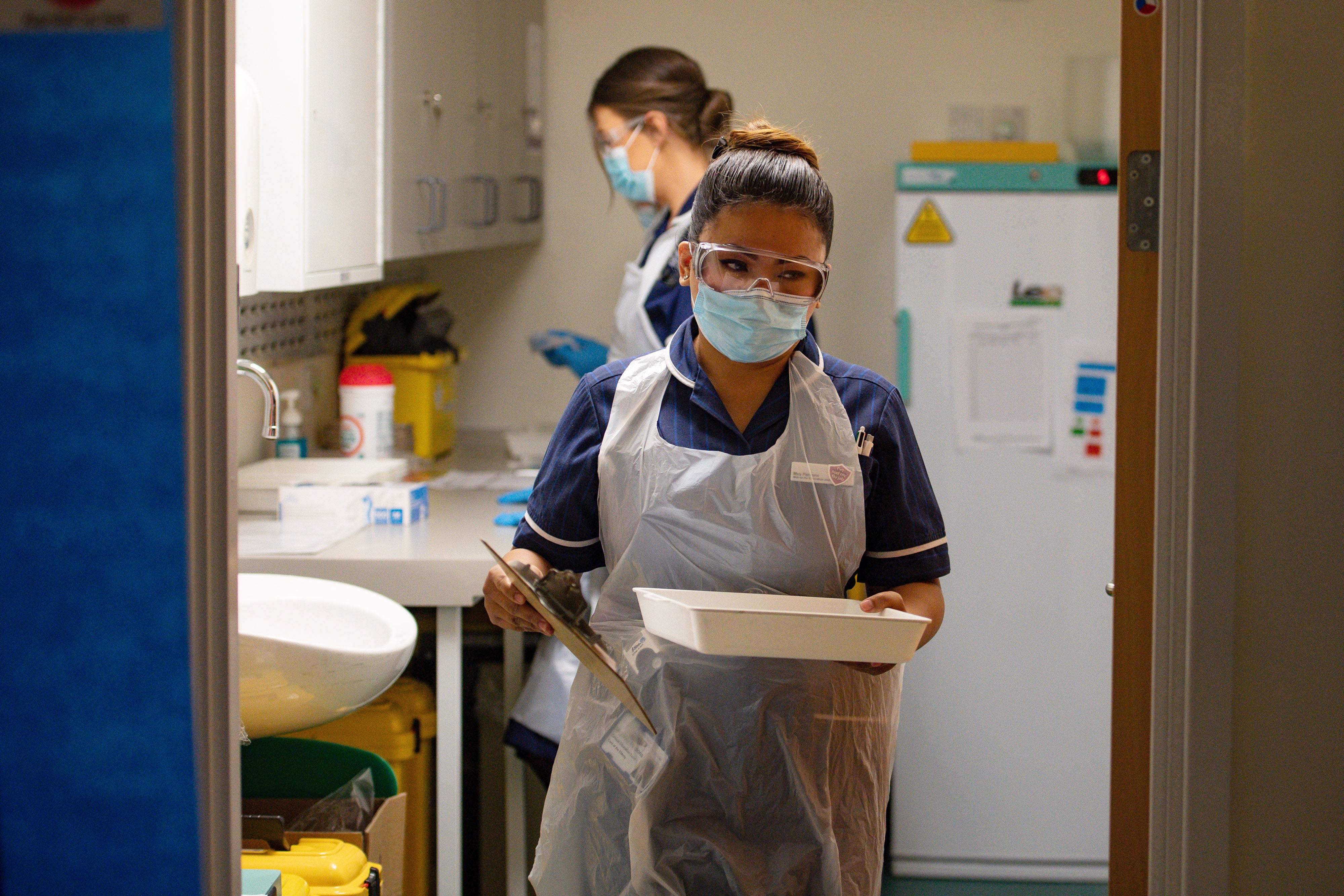 Nurse May Parsons delivered the first ever Covid-19 jab outside of a clinical trial (Jacob King/PA)