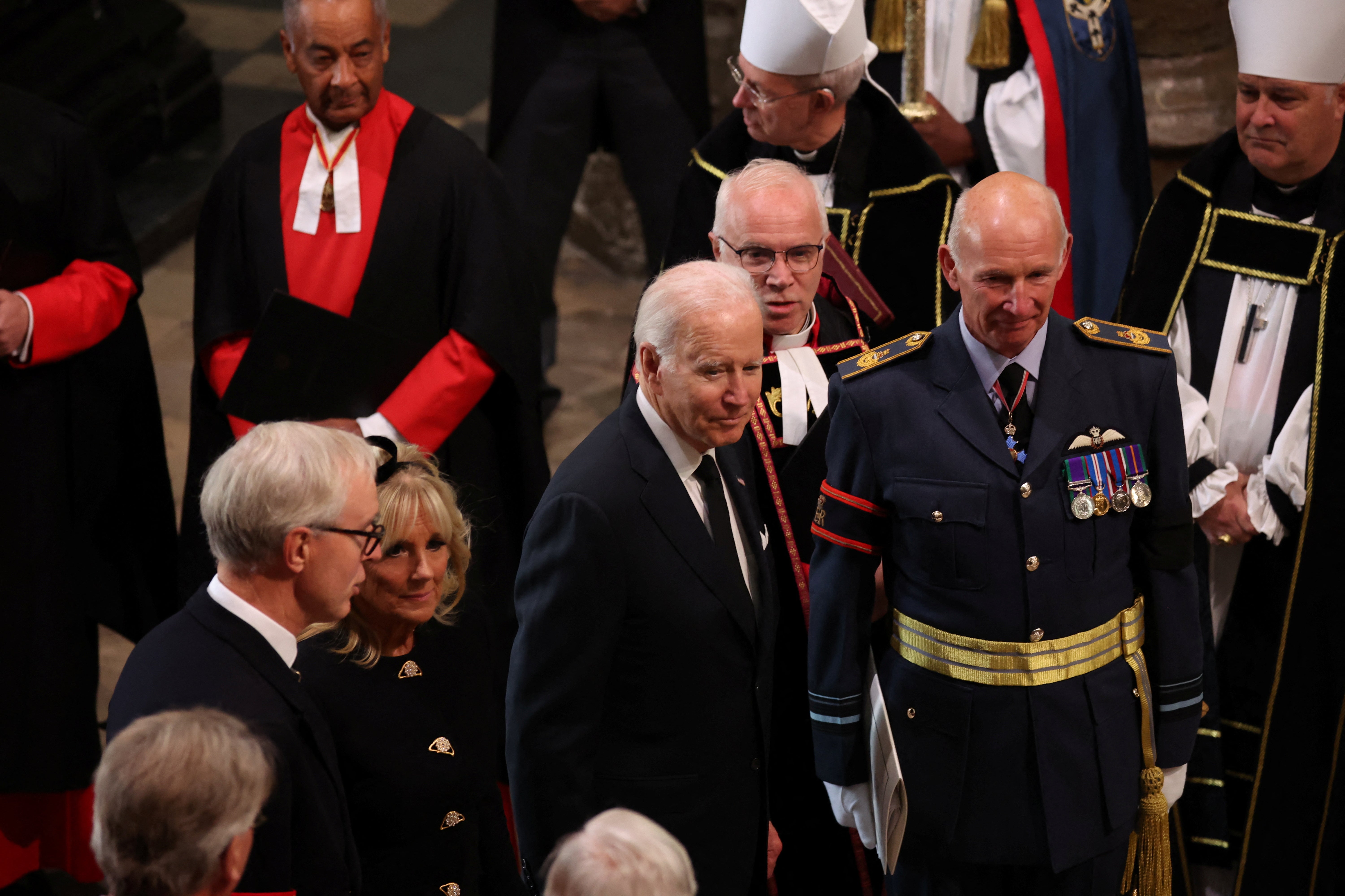 US President Joe Biden arrives for the Queen’s state funeral