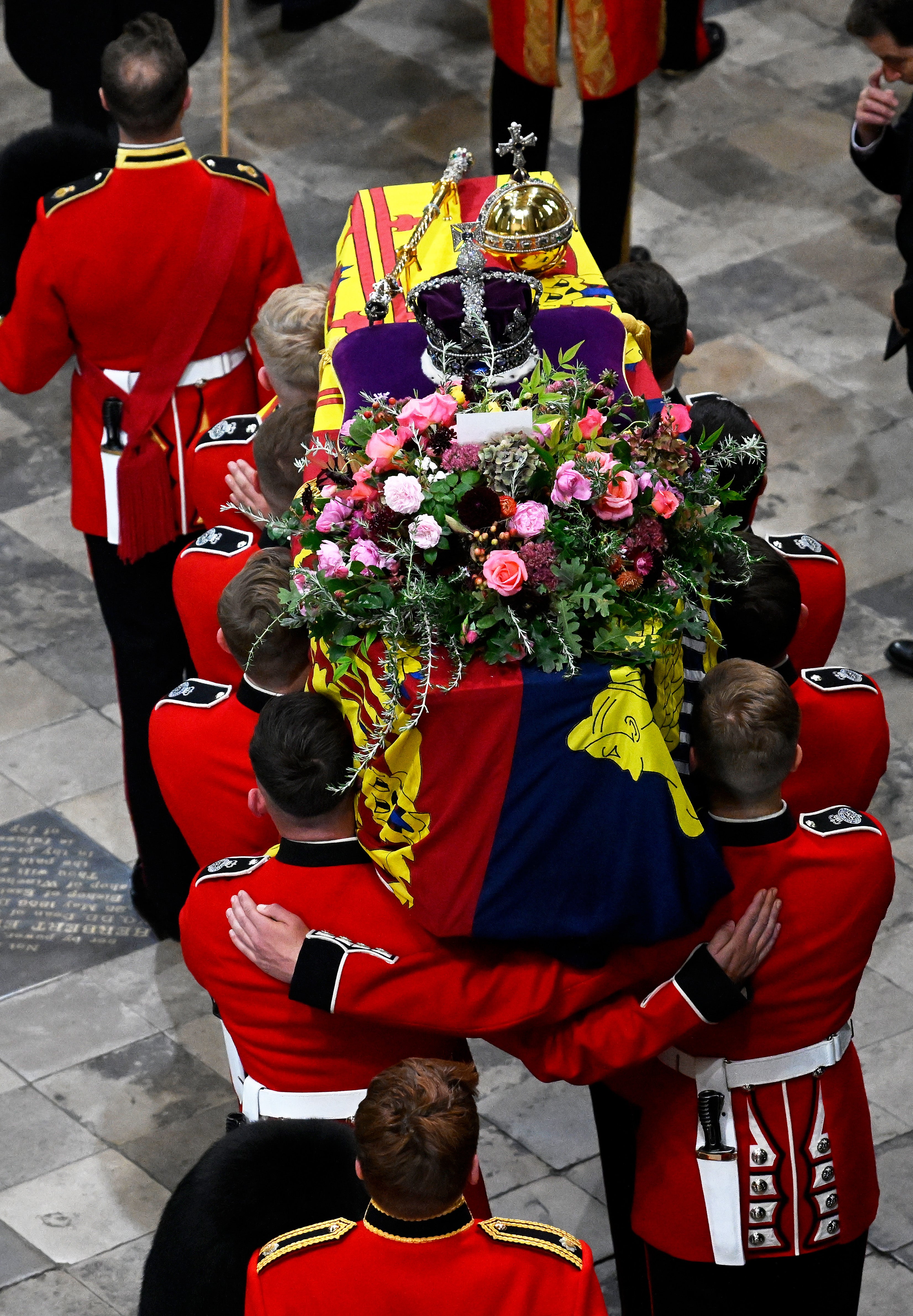 Pallbearers brought the Queen into the historic place of worship