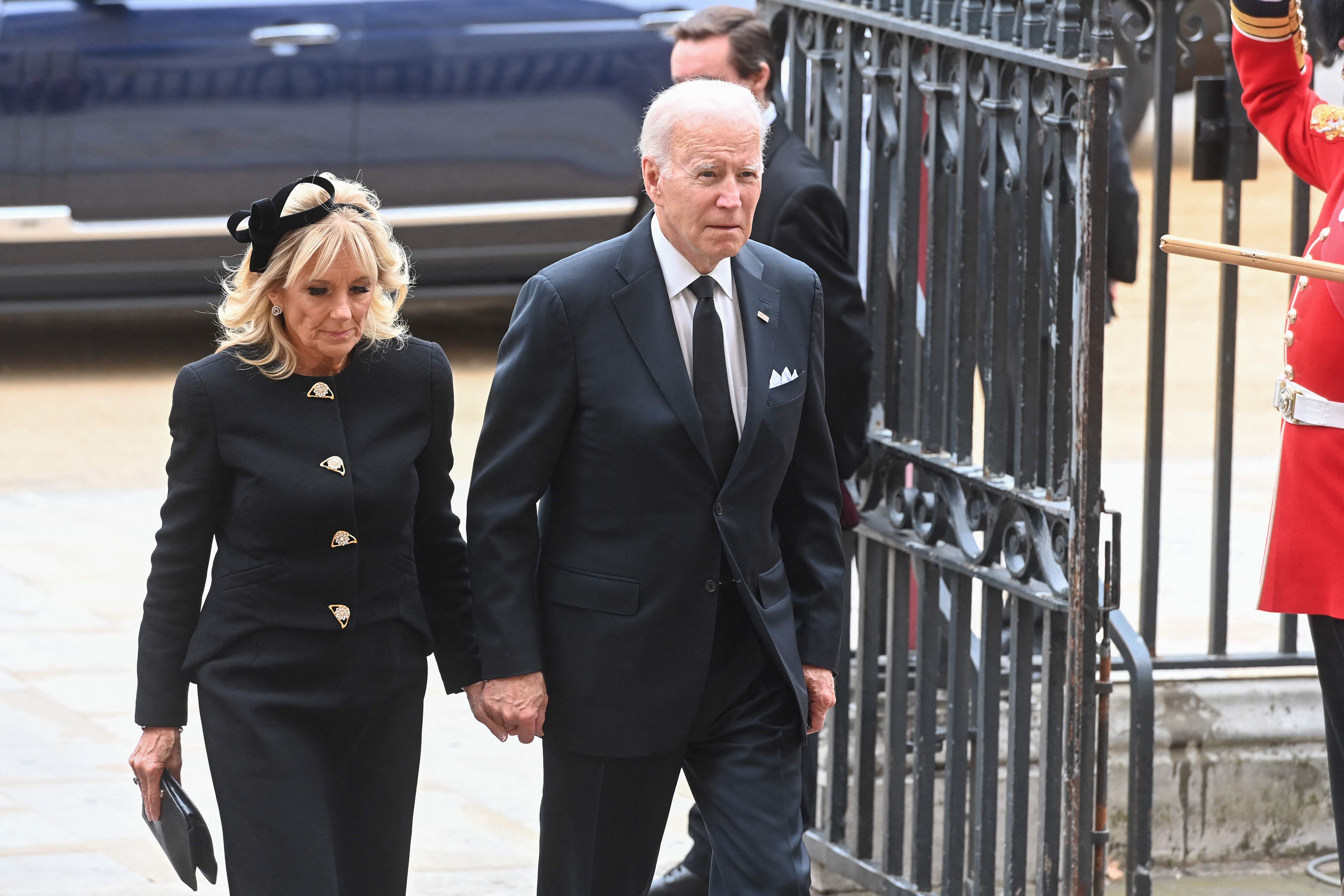 US President Joe Biden and first lady Jill Biden arrive at Westminster Abbey