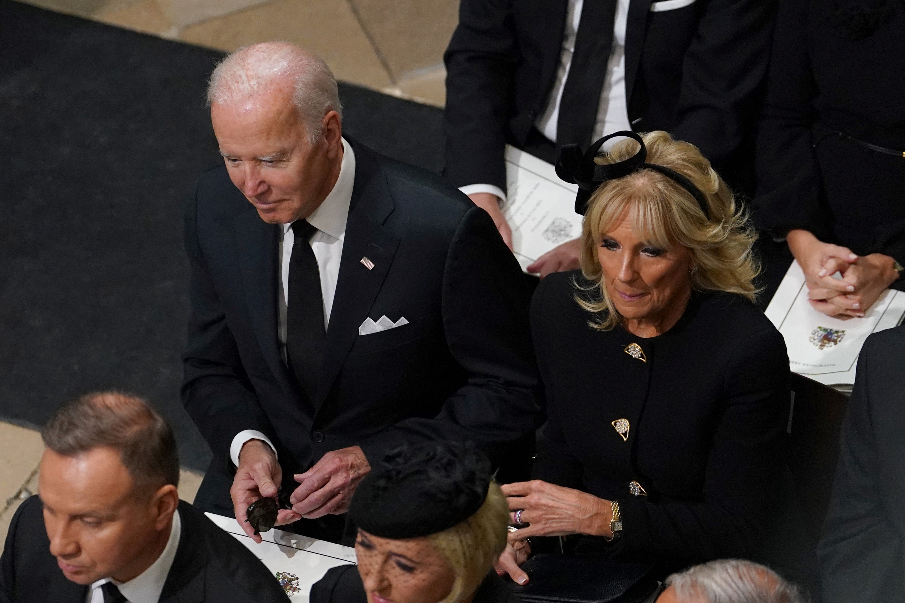 US President Joe Biden accompanied by the First Lady Jill Biden at the State Funeral of Queen Elizabeth II, held at Westminster Abbey, London.