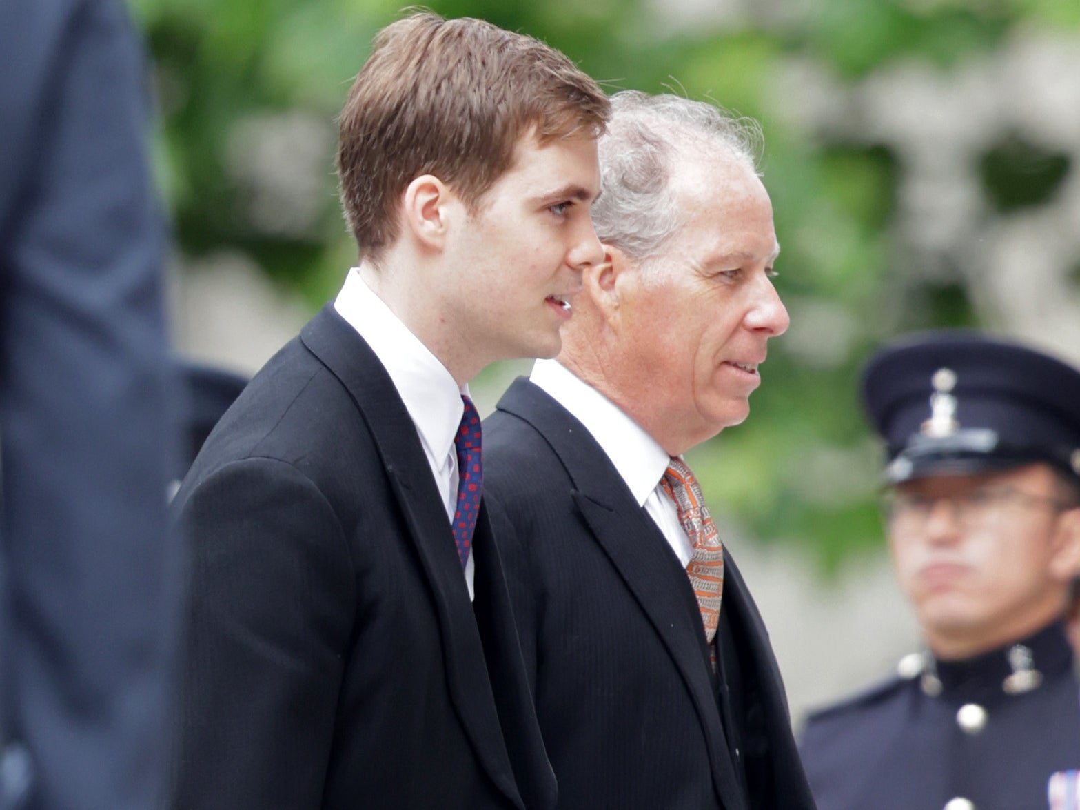 Charles Armstrong-Jones and David Armstrong-Jones, 2nd Earl of Snowdon arrive at the National Service of Thanksgiving at St Paul's Cathedral on June 03, 2022 in London