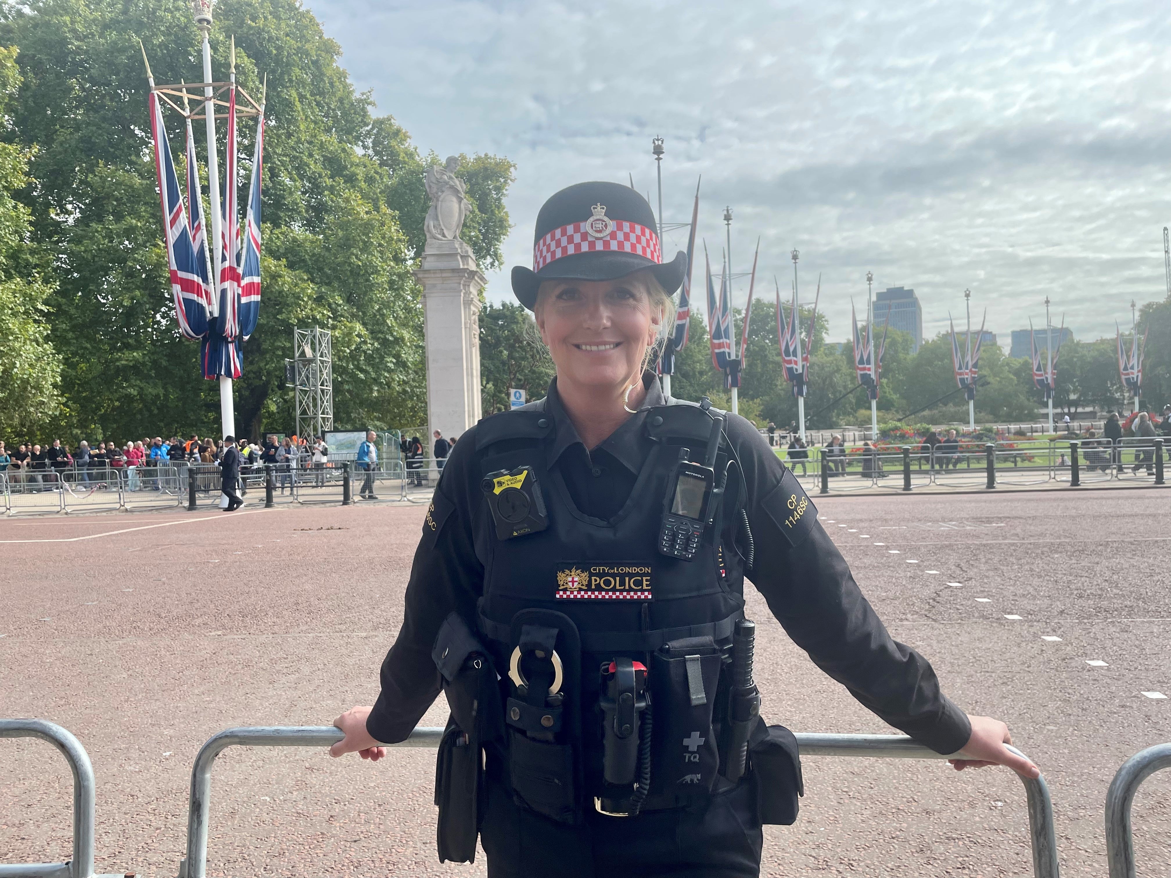 Penny Lancaster on duty in London (Isobel Frodsham/PA)