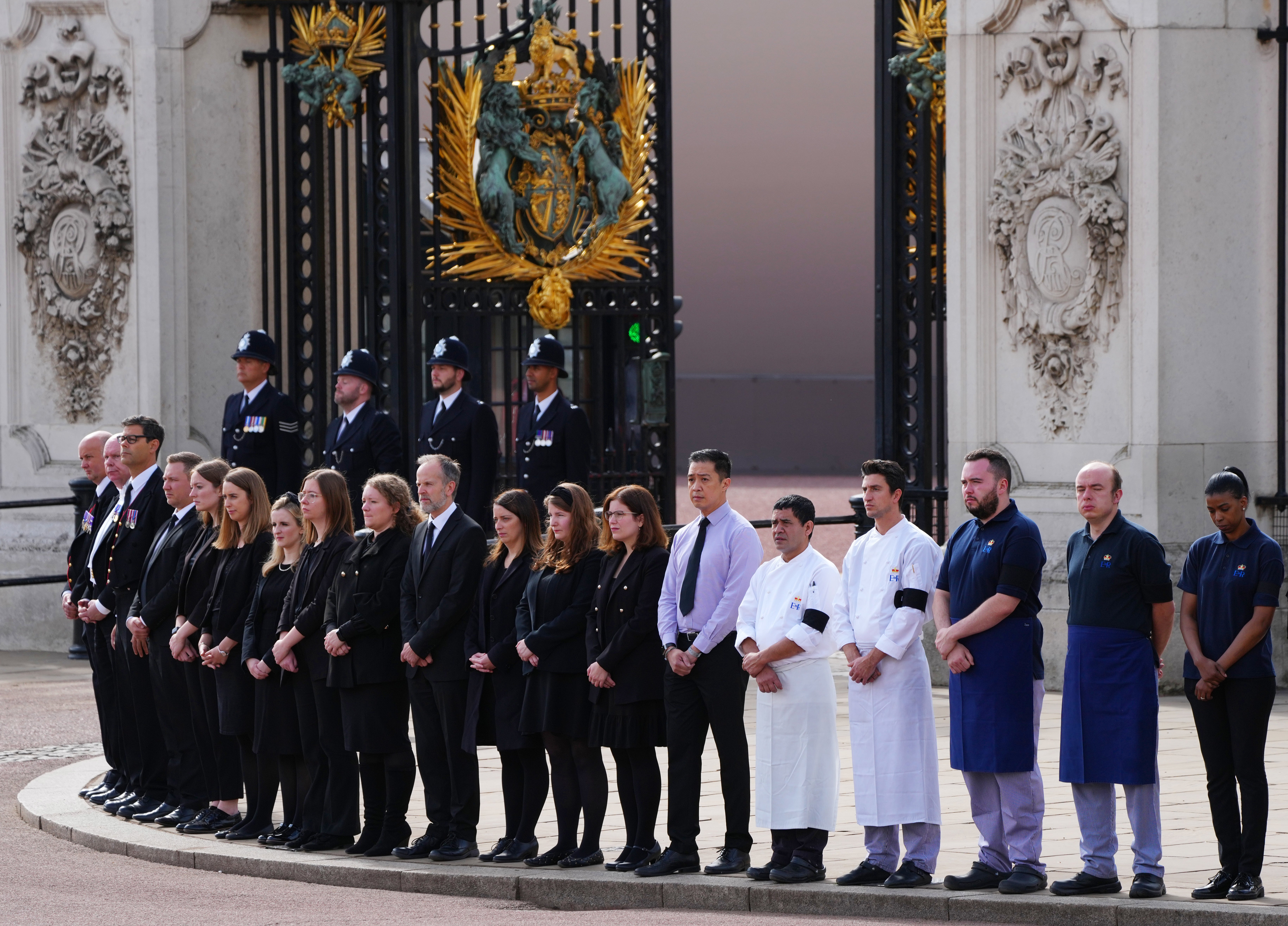 Buckingham Palace household staff pay their respects (Carl Court/PA)