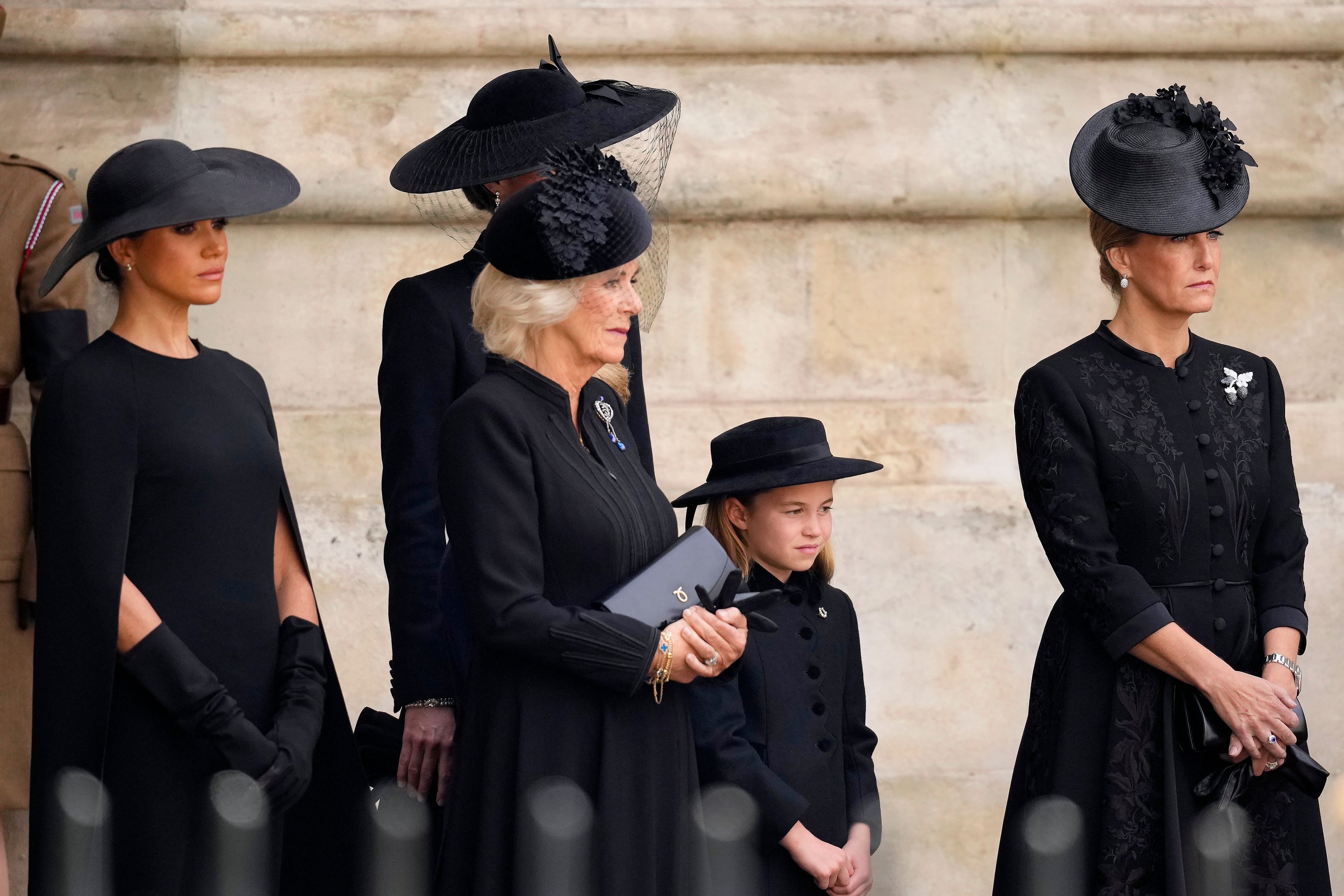 Princess Charlotte stood with the senior royals after the funeral at Windsor