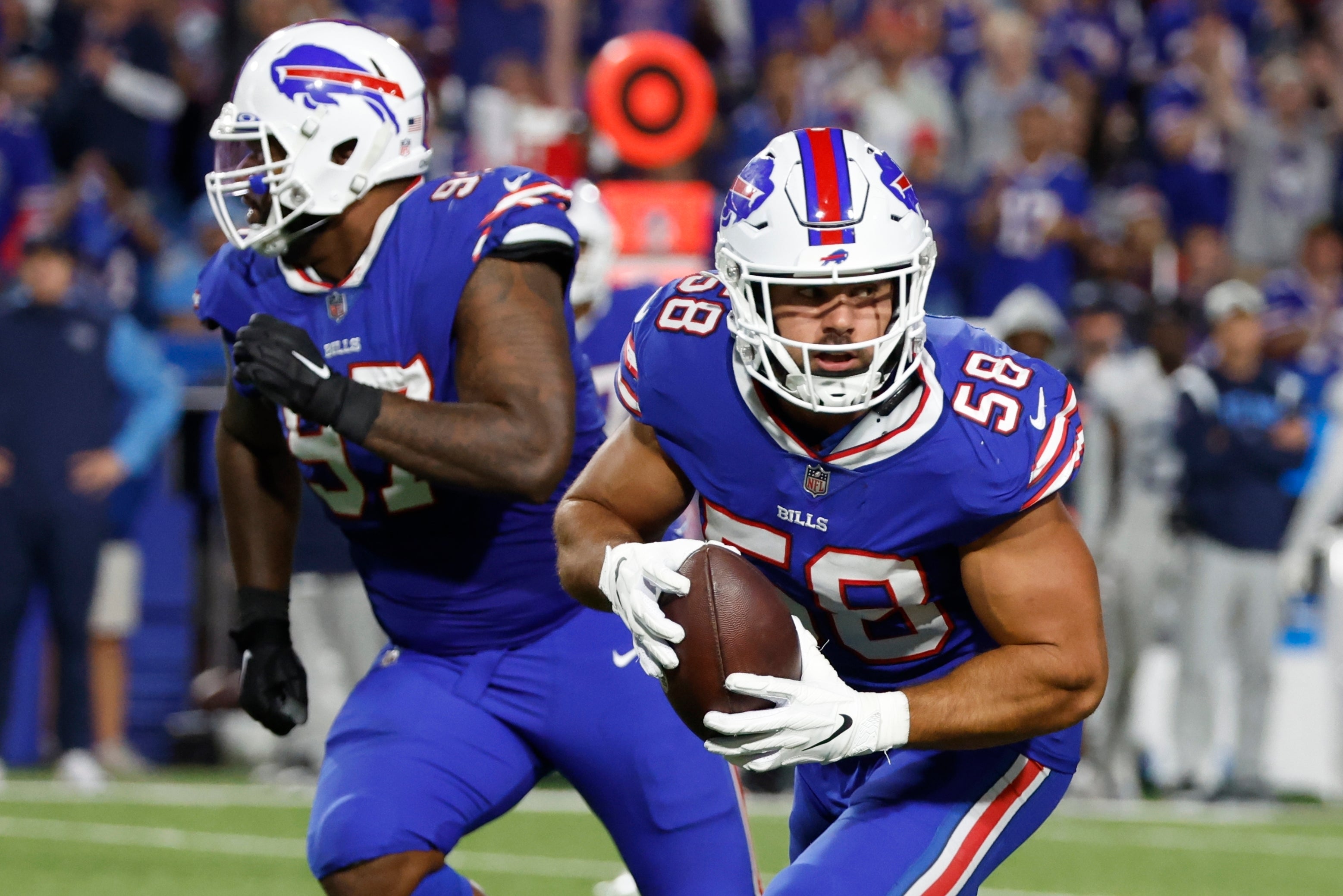 The Tennessee Titans have fallen to 0-2 for the first time since 2012 to the Buffalo Bills in the latter’s home opener on Monday night (Jeffrey T Barnes/AP)